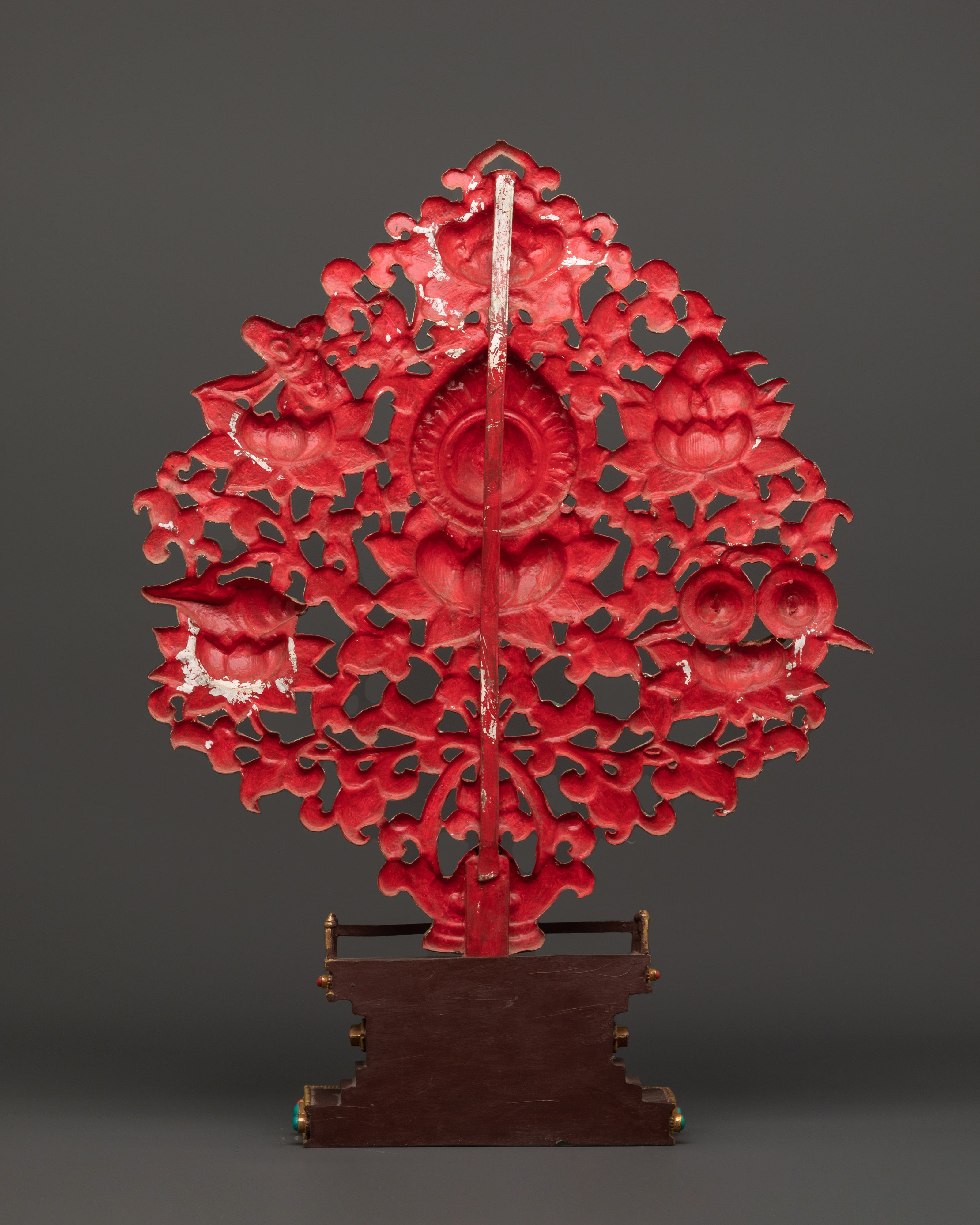 Tibetan Copper Offering Tree | Gold Plated Ritual Art with Acrylic Colors