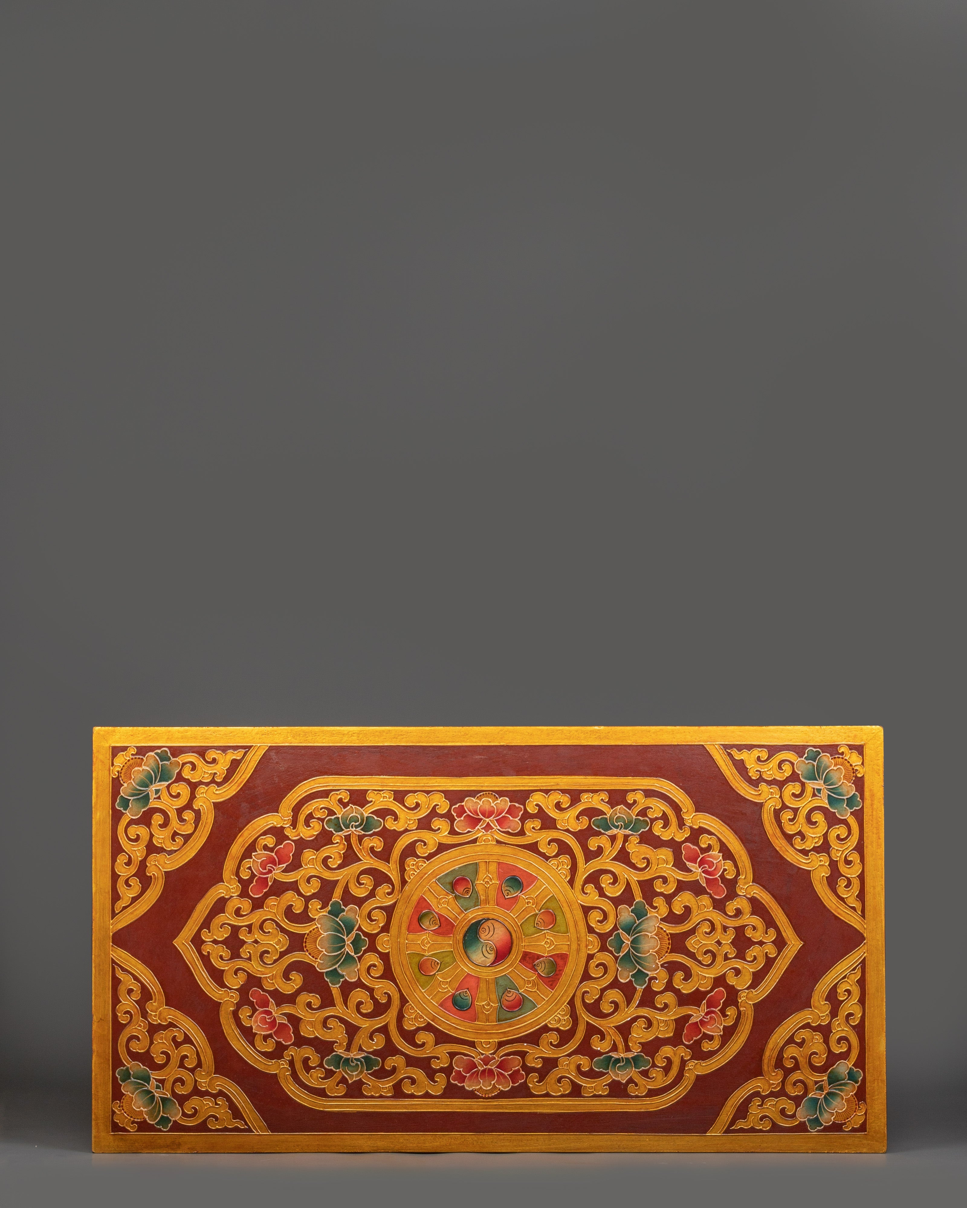 Folding Table with Dragon Carving and Offering | Tibetan Decor