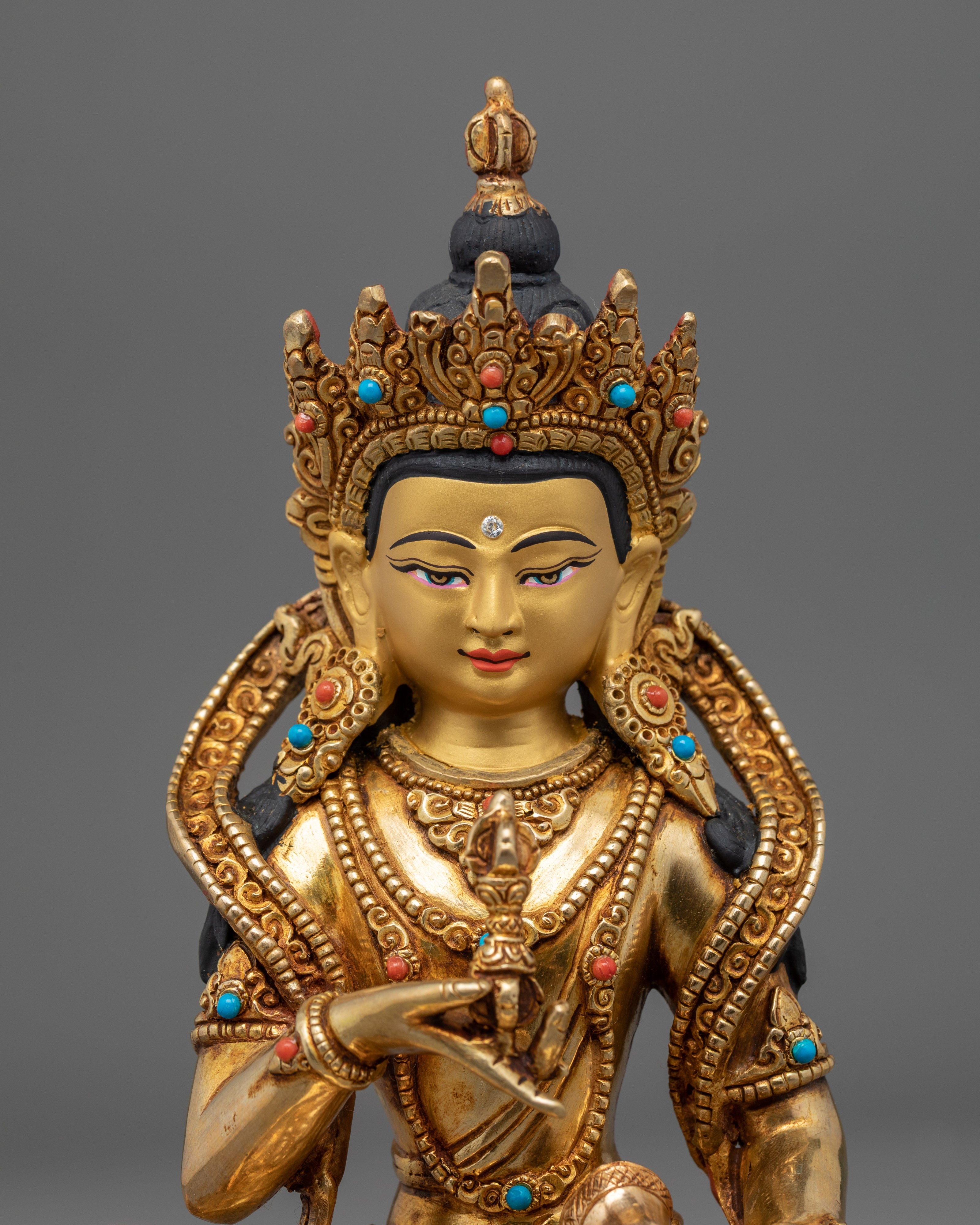 Guru Vajrasattva Statue | Traditional Gold Dorje Sempa Sculpture