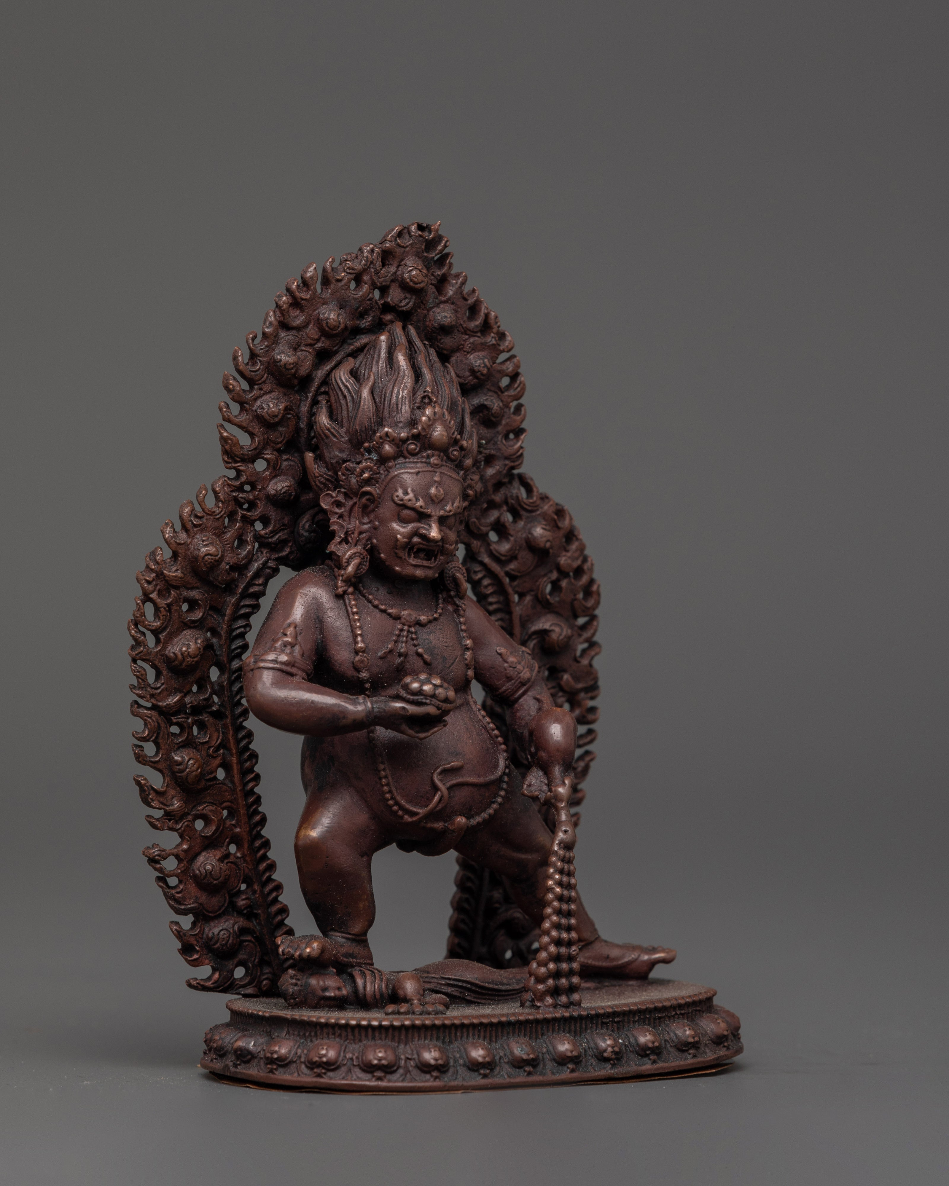 Oxidized Copper Black Dzambhala Statue | Buddhist Wealth Deity for Prosperity & Protection