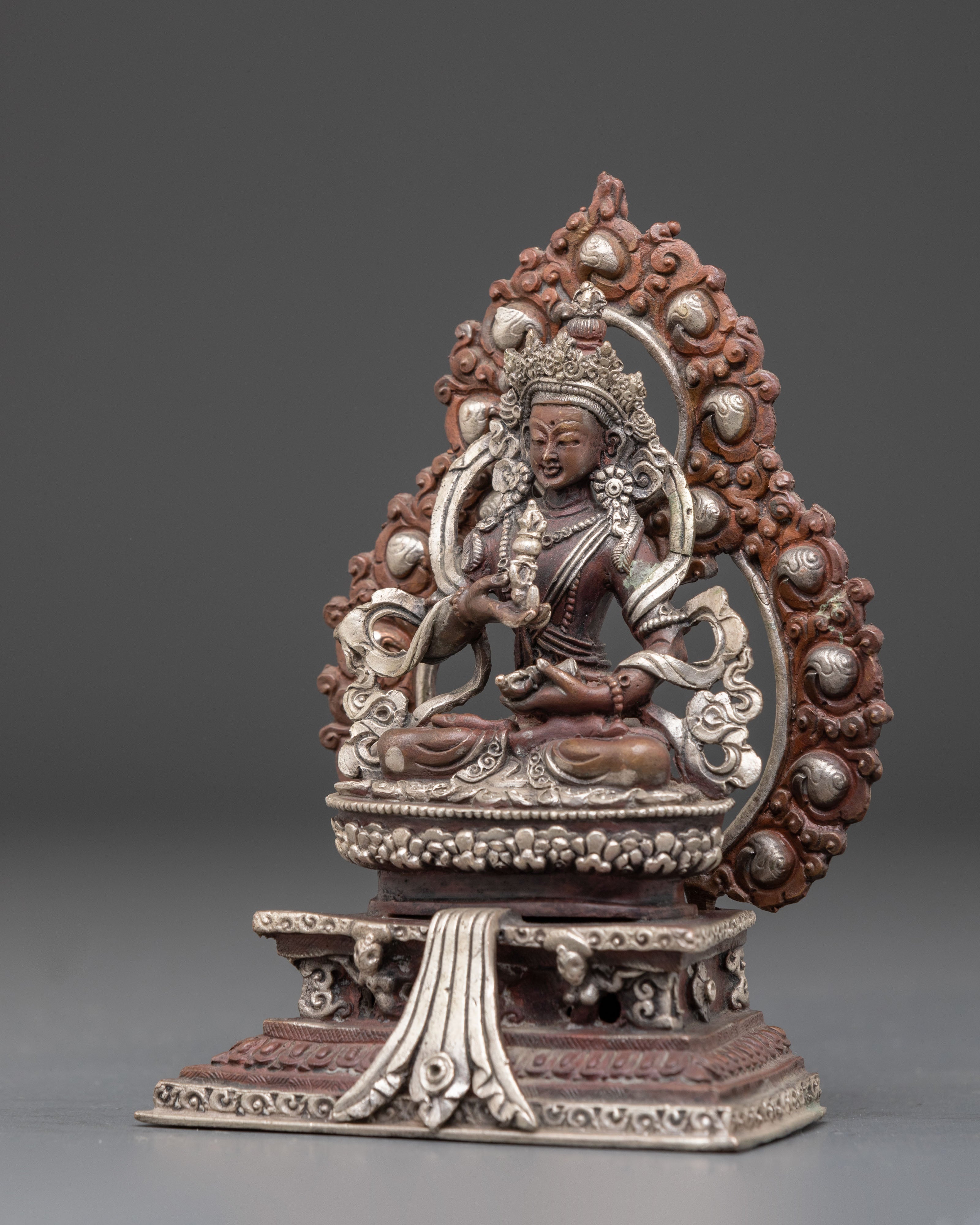 Tibetan Handcrafted Vajrasattva Statue | Silver Plated Traditional Art