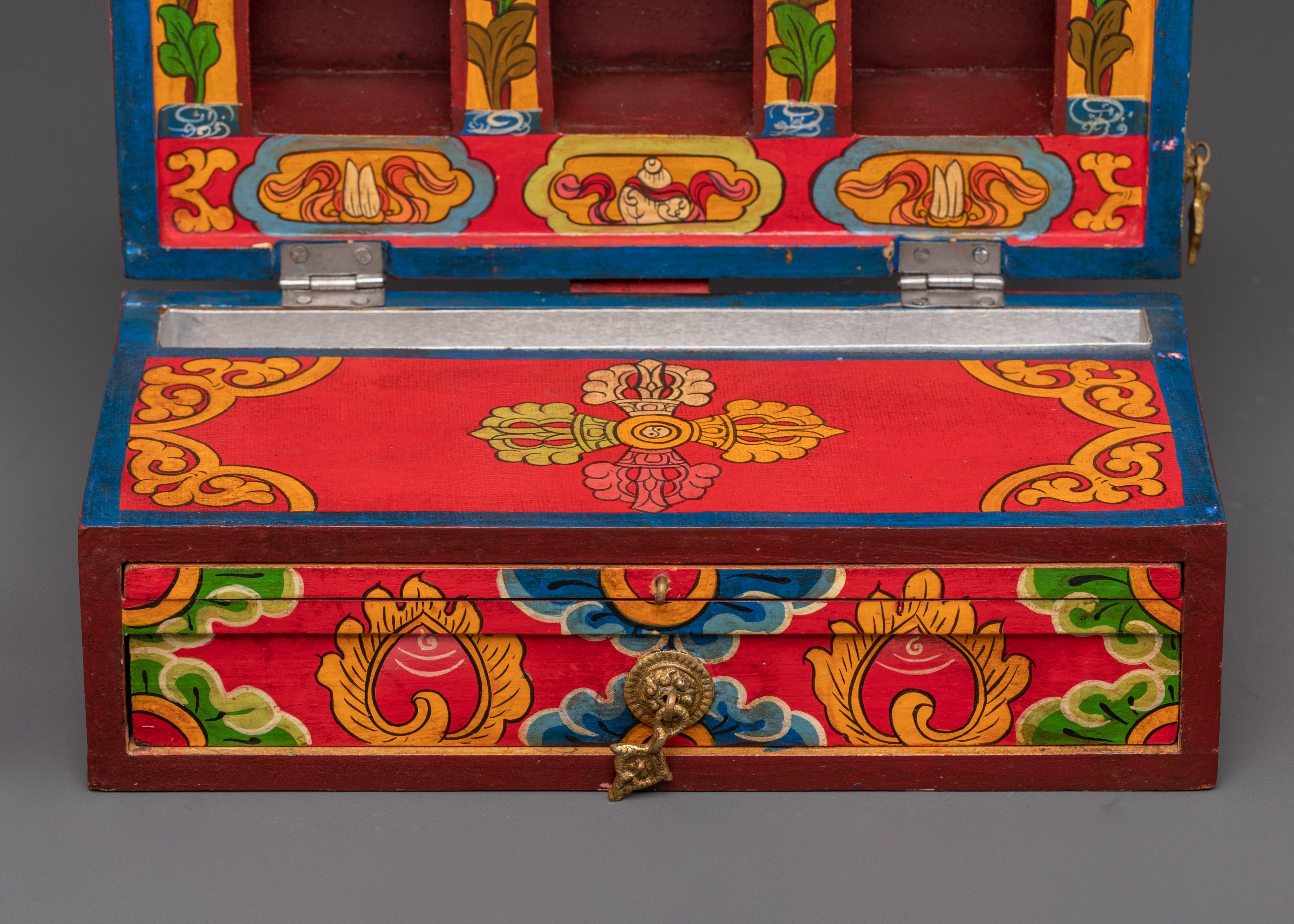 Tibetan Treasure Box with Buddha Statue | Handcrafted Spiritual Gift