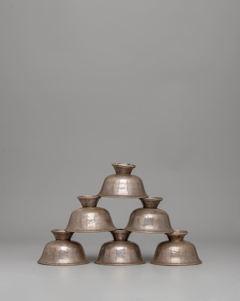 85% Silver Offering Bowls Set | Perfect for Tibetan Buddhist Altars