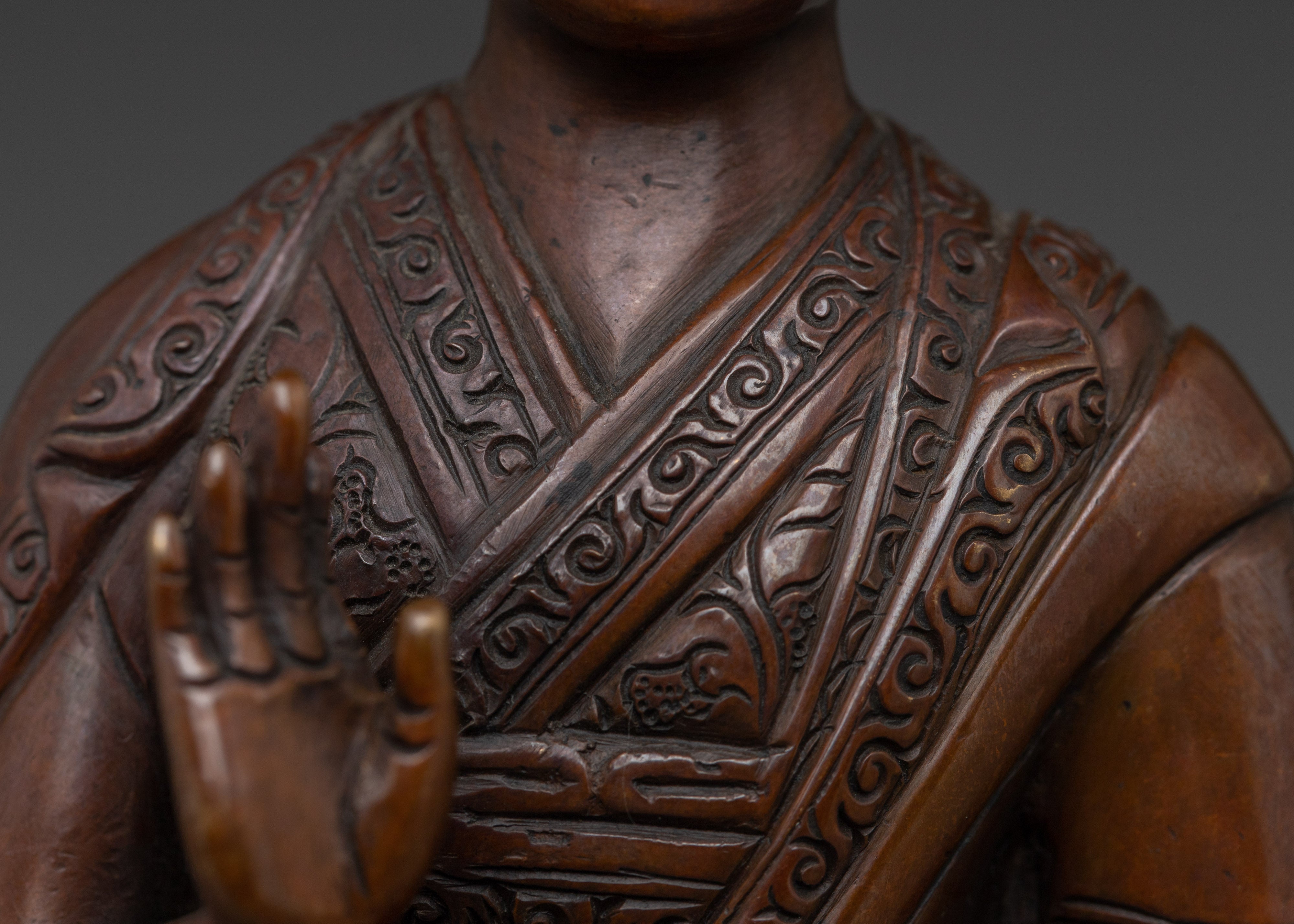 Oxidized Tsongkhapa Statue Set | Spiritual Altar Peice