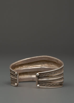 Sterling Silver Tibetan Cuff Bracelet | Handmade Himalayan Jewelry