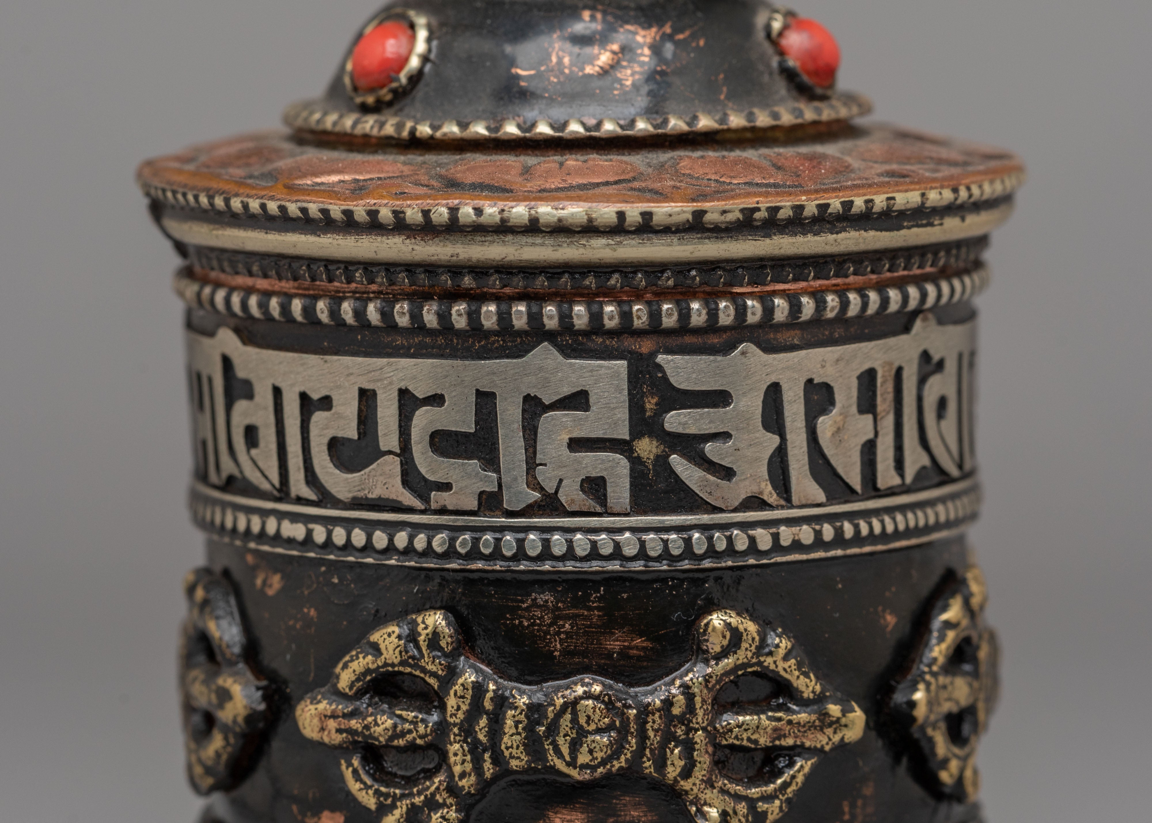 Buddhist Ritual Prayer Wheel | Tibetan Copper Mani Wheel