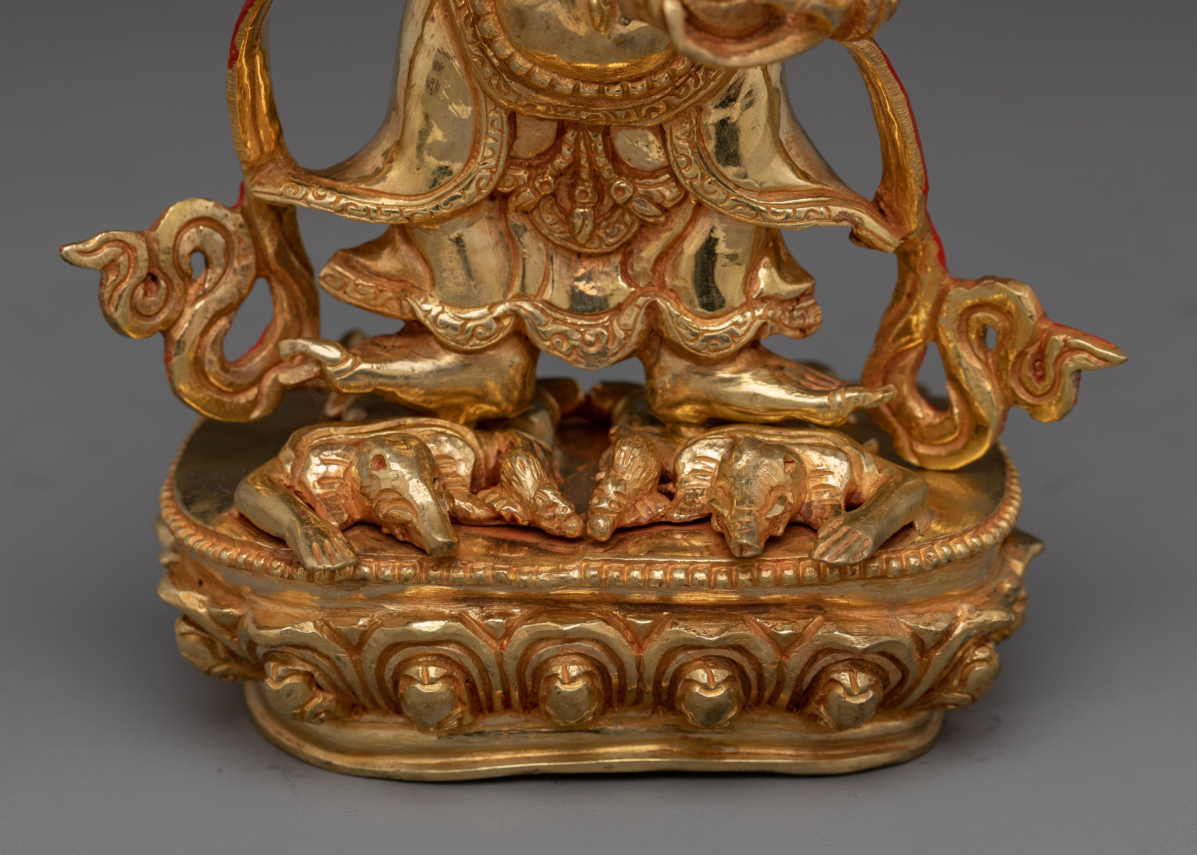 White Mahakala Gold Gilded Statue | Fierce Protector and Symbol of Purification