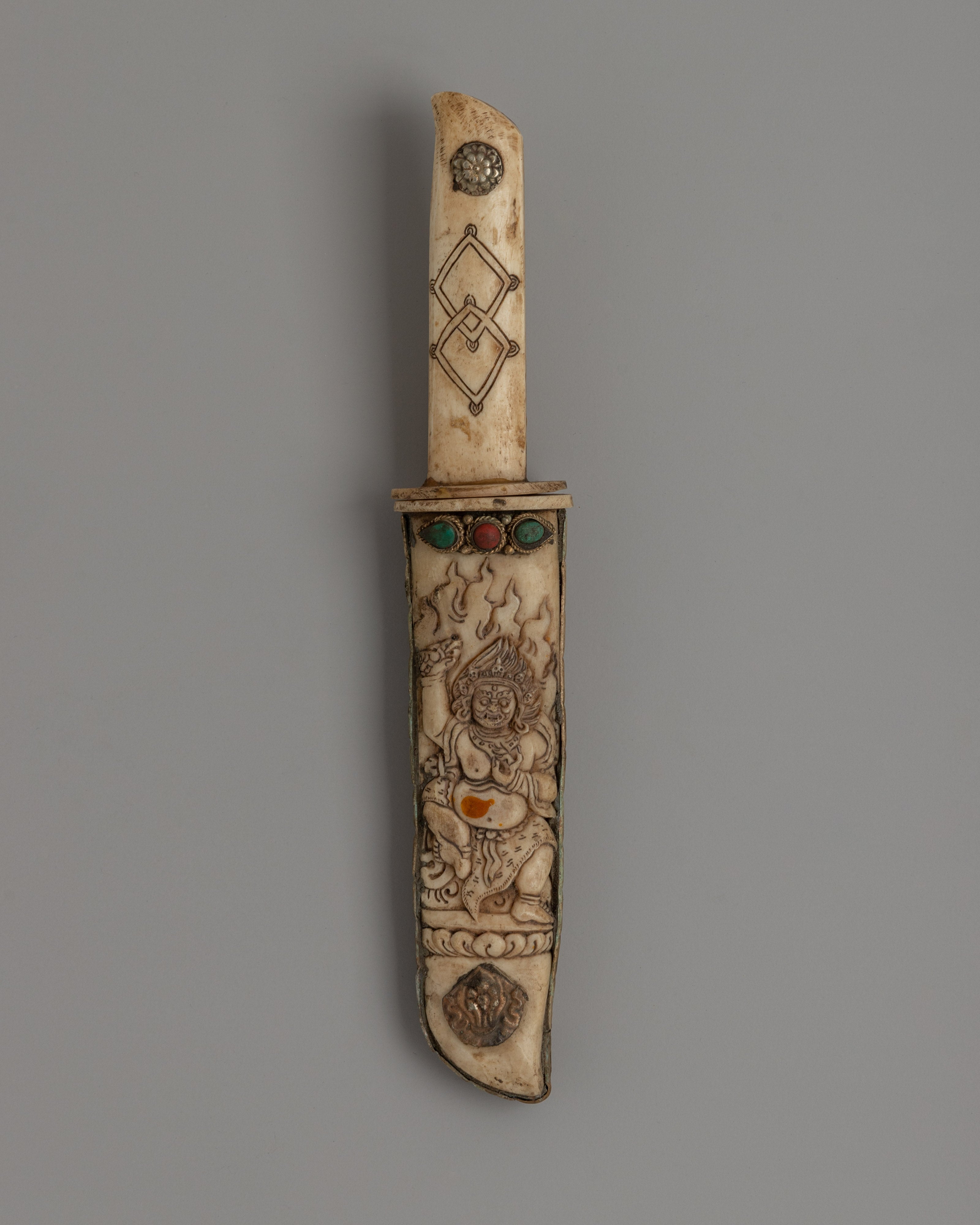 Small Ritual Knife Hand-Carved Tibetan Ritual Knife | Sacred Ritual Artifact