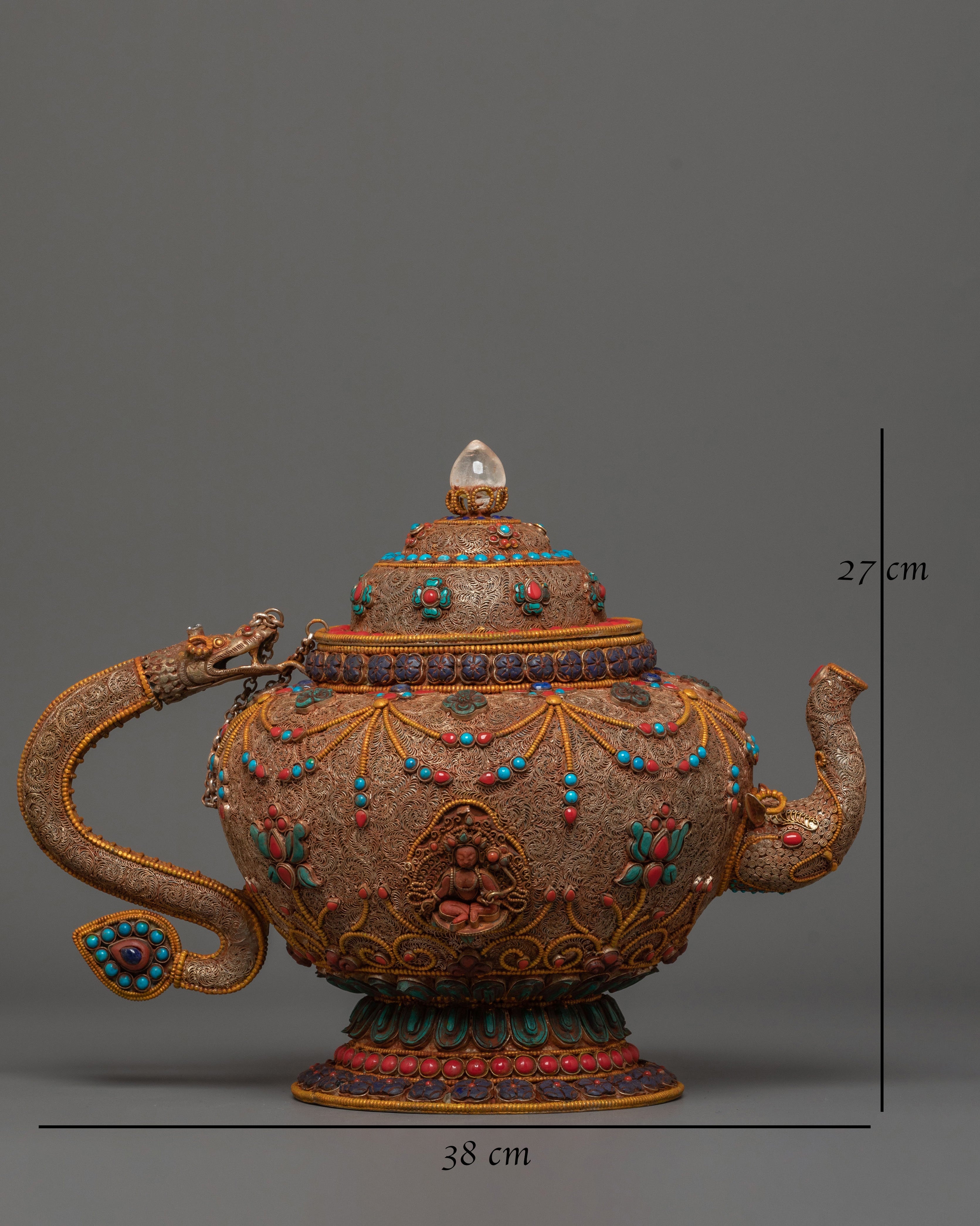 Green Tara Carved Tea Pot | Mother of All Buddhas