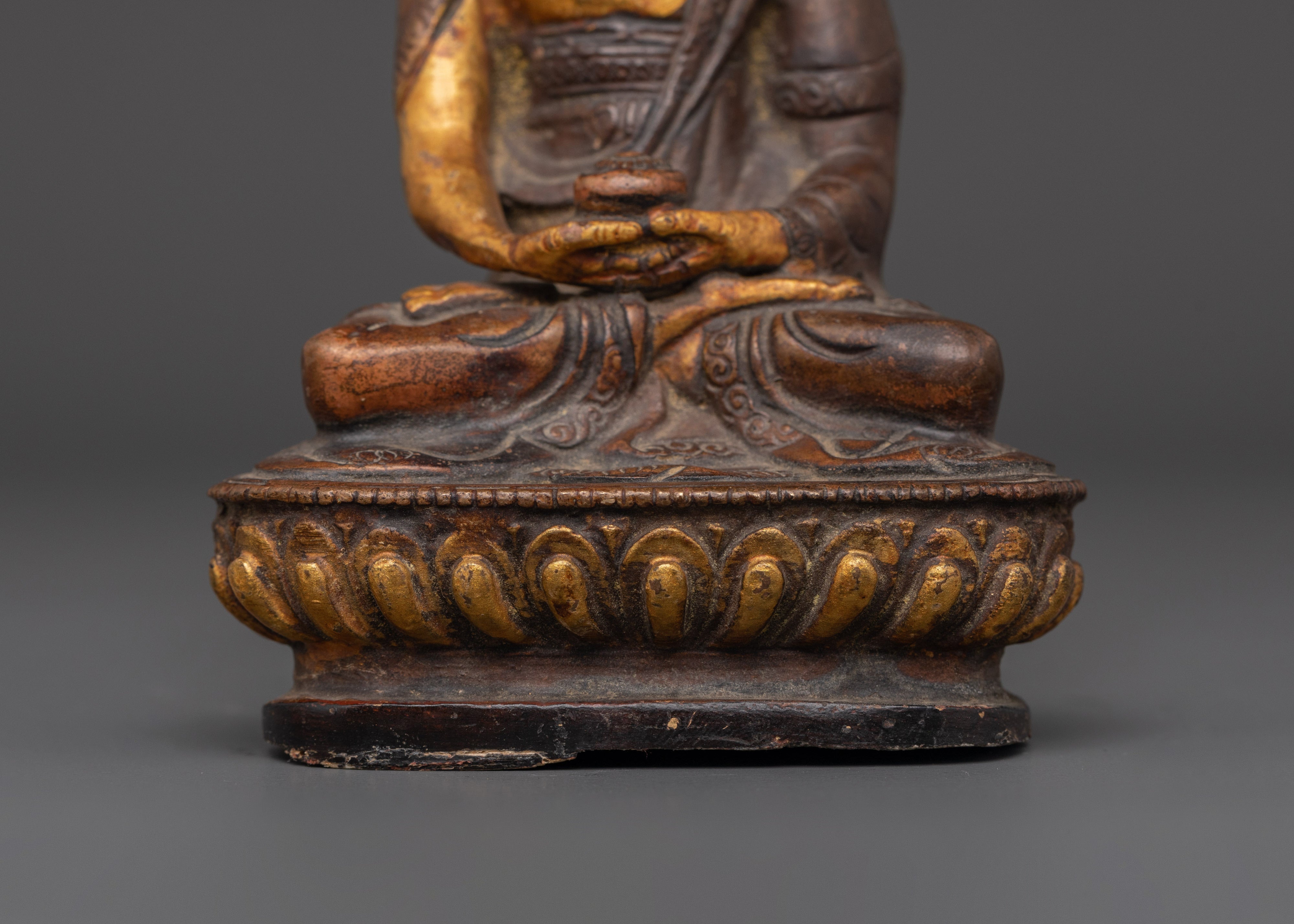 Amitabha Pure Land Buddha Statue | Oxidized Copper Buddhist Statue