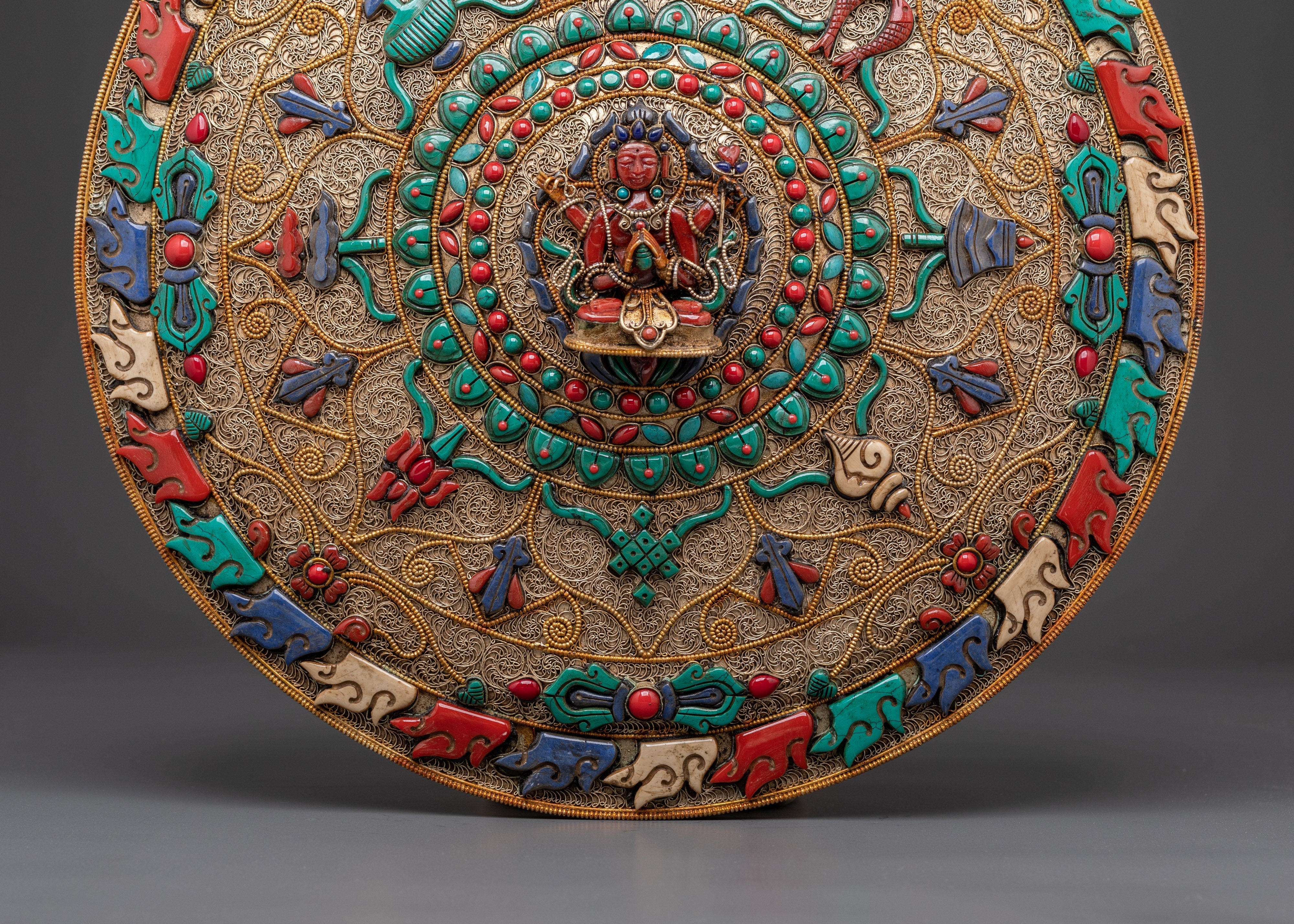 Handmade Chenrezig Buddhist Wall Hanging | Sacred Copper Wall Art