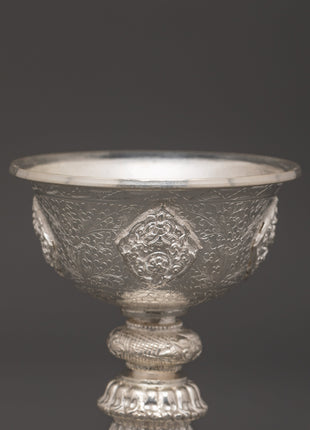 Pure Silver Tibetan Butter Lamp Set | Tibetan Offering Lamps