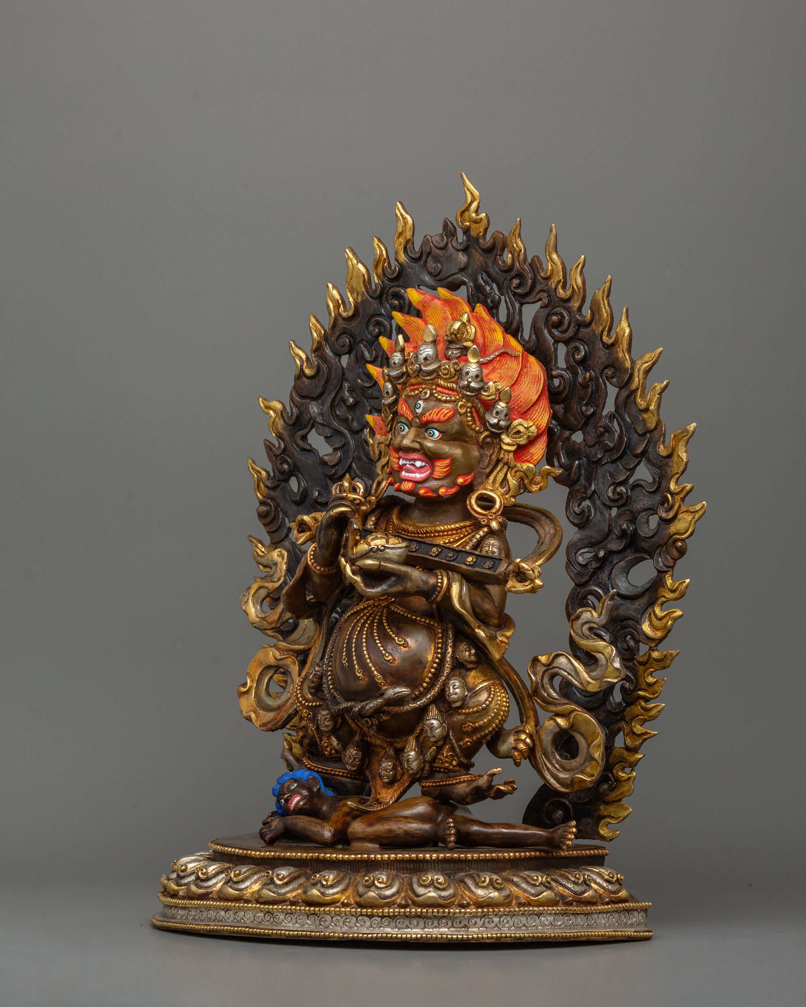 Sakya Mahakala Tibetan Buddhism Statue | 24K Gold Gilded Himalayan Protector Deity