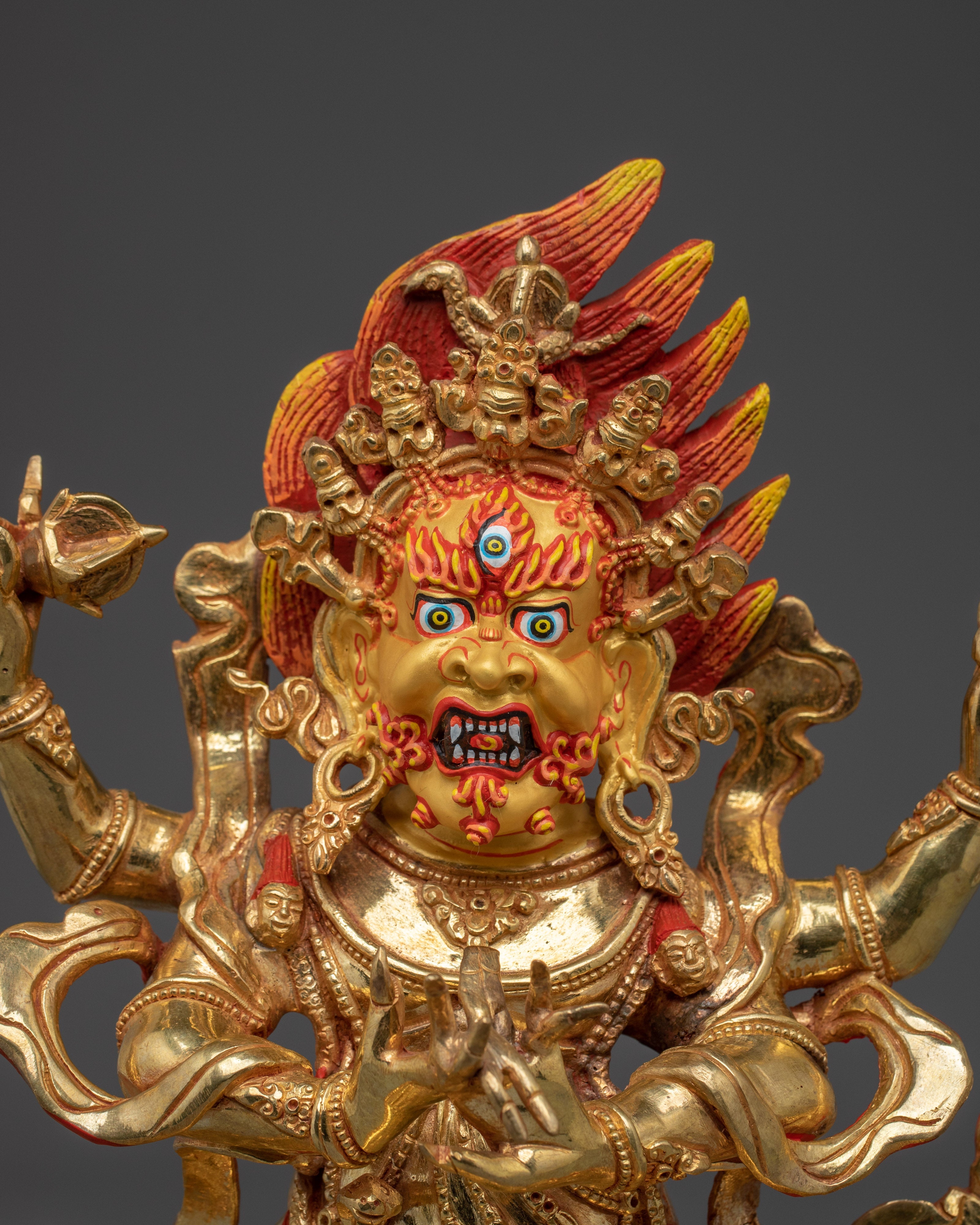 Four Armed Vajrapani Wrathful Buddhist Art for Strength | Buddhist Protector Sculpture