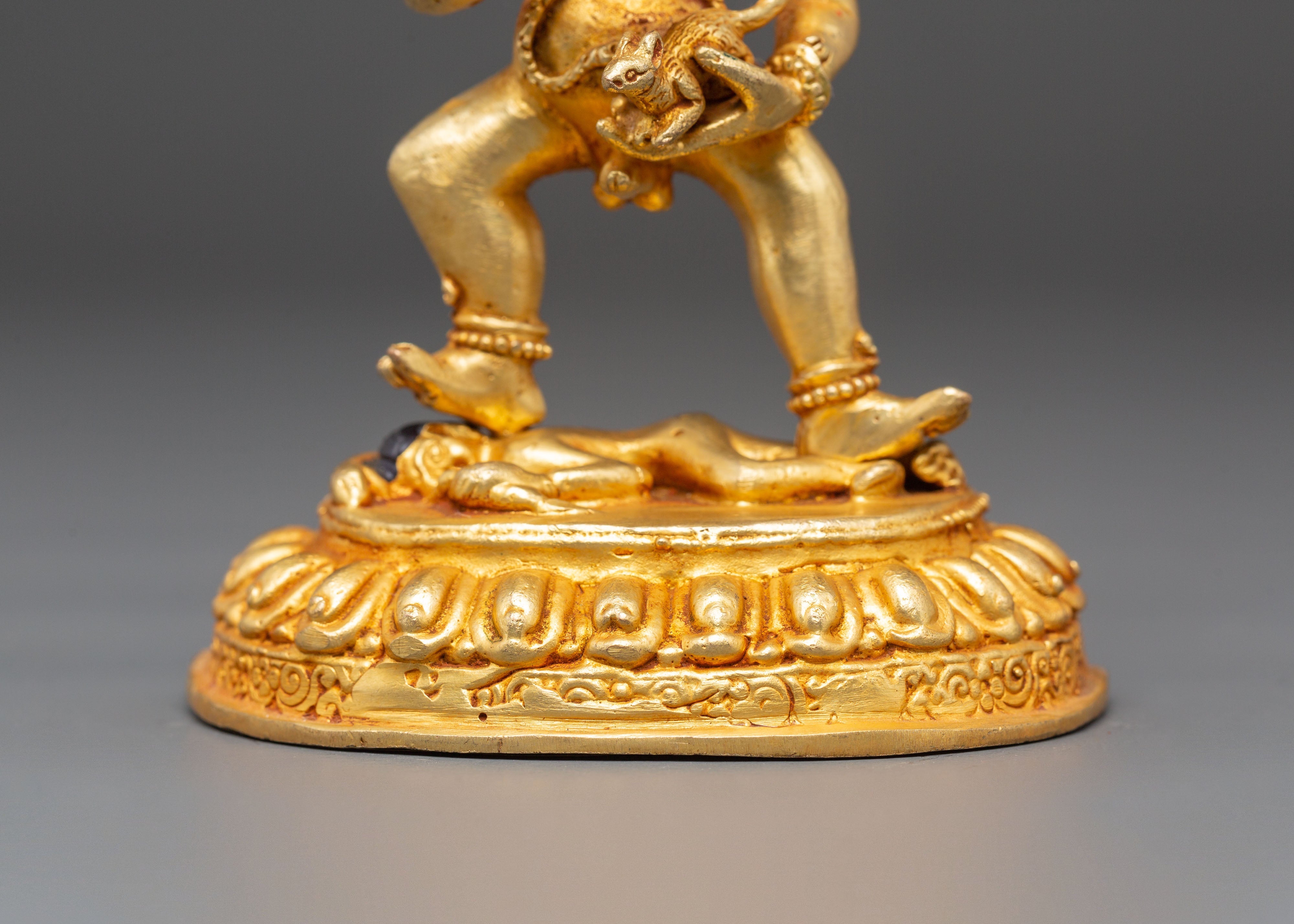 Golden Wealth Guardian Black Dzambhala Statue | Protection and Dharma Artwork