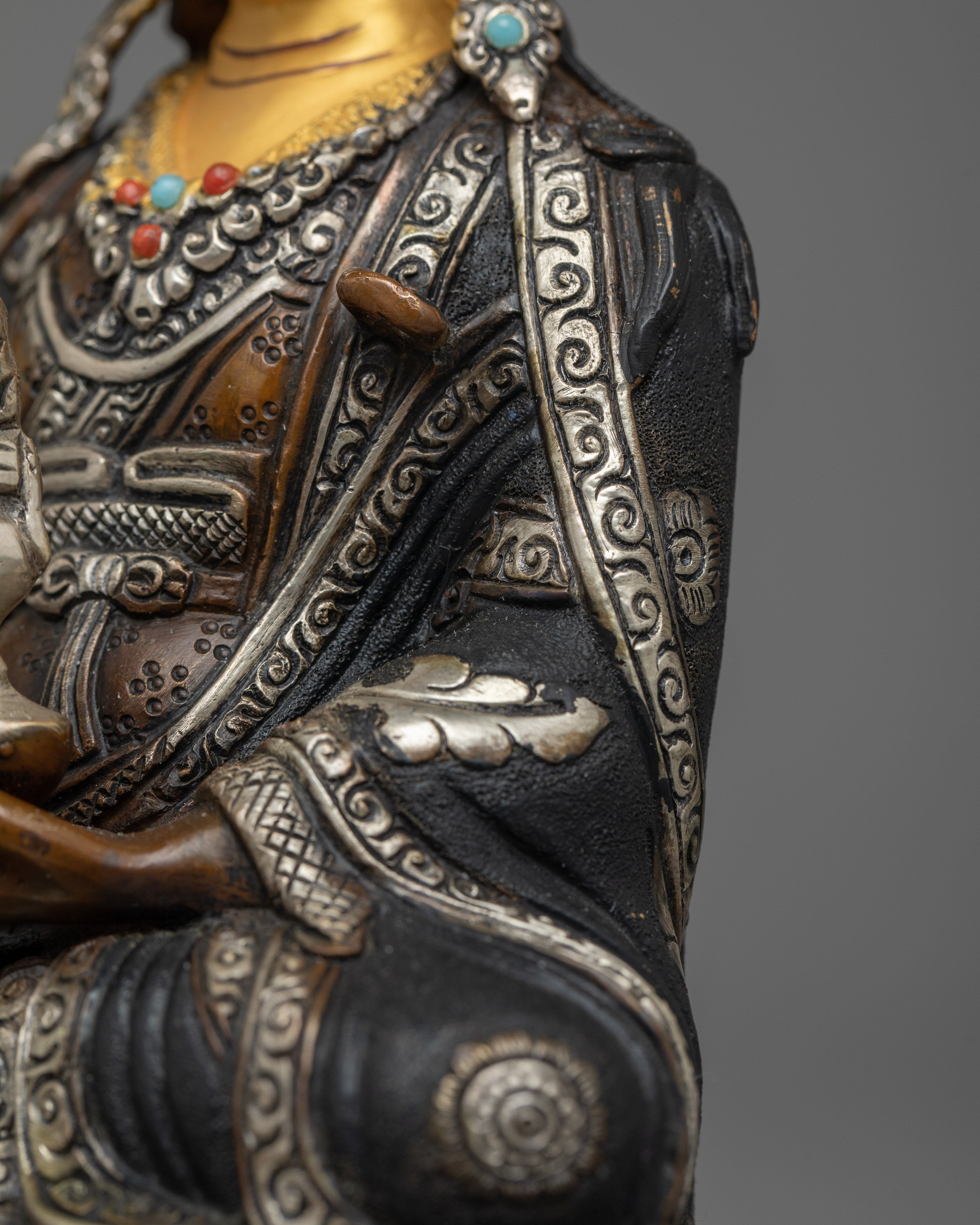 Guru Rinpoche Oxidized Silver-Plated Statue | Made in Nepal