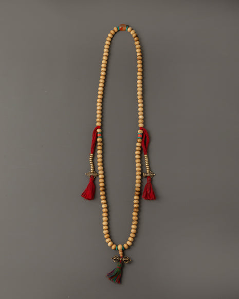 Tibetan Mala Beads with Bronze Vajra