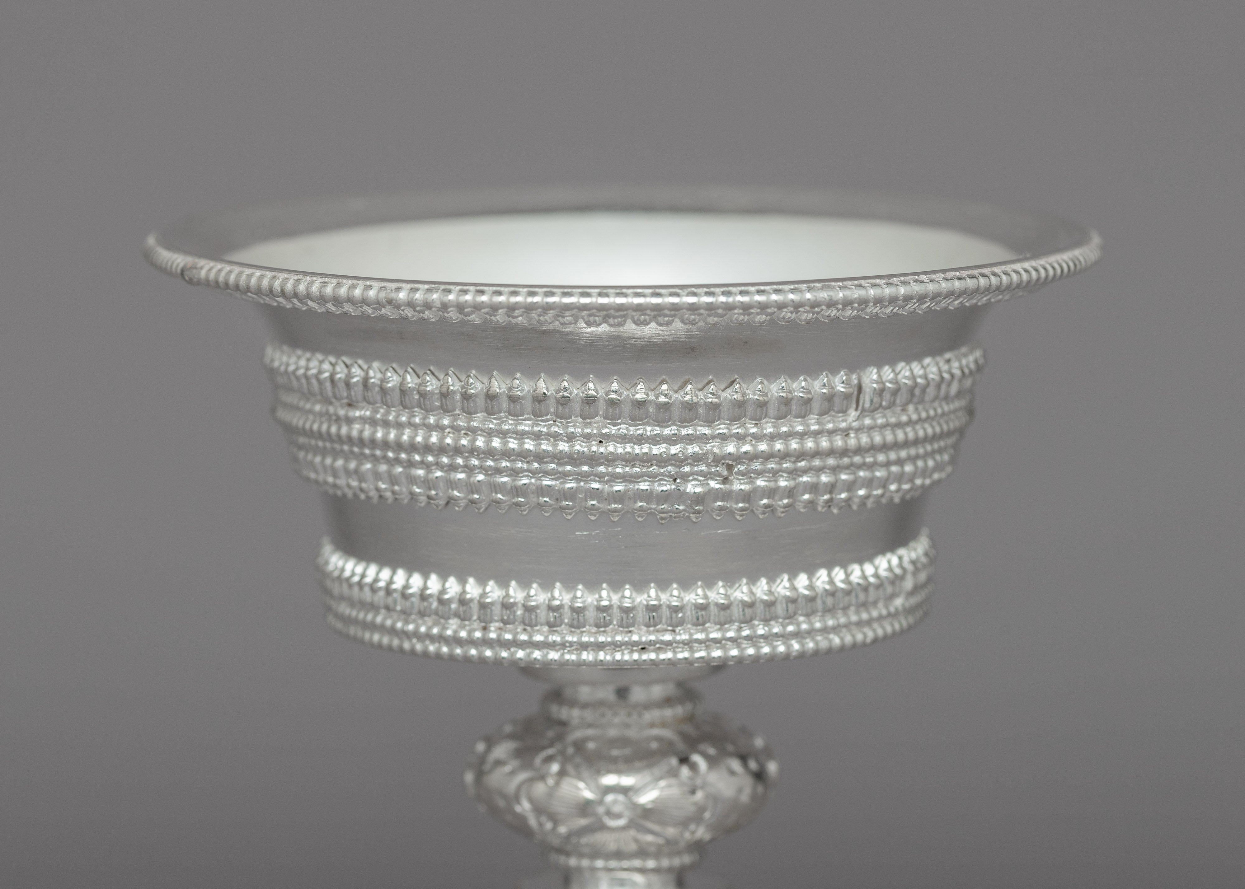 Butter Lamp Buddhist Ritual Set | Silver Carved Religious Item