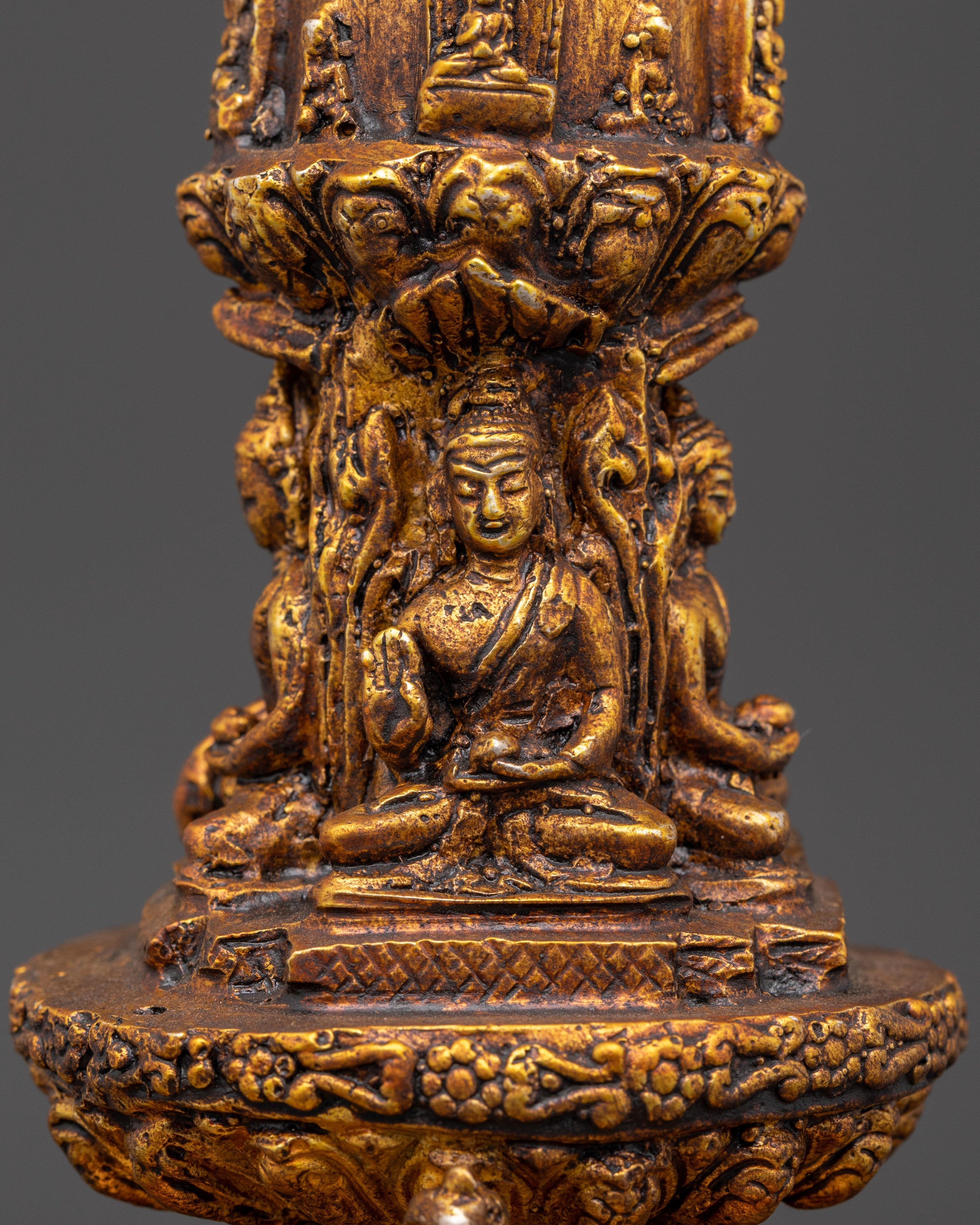 Tibetan Brass Altar Stupa | Handcrafted Buddhist Stupa Statue