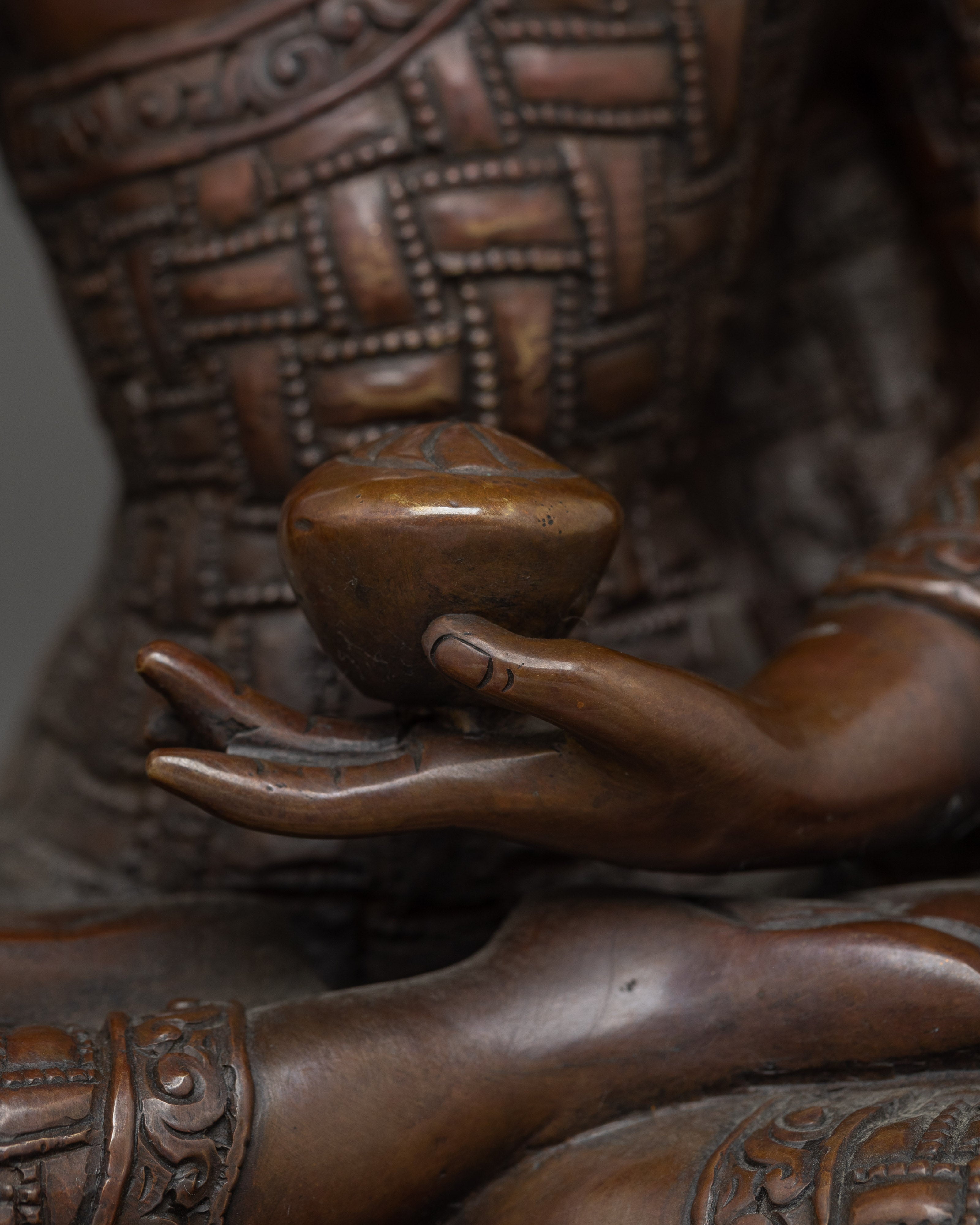 Shakyamuni Buddha Statue in Oxidized Copper | Mindful Spaces & Meditation Practice
