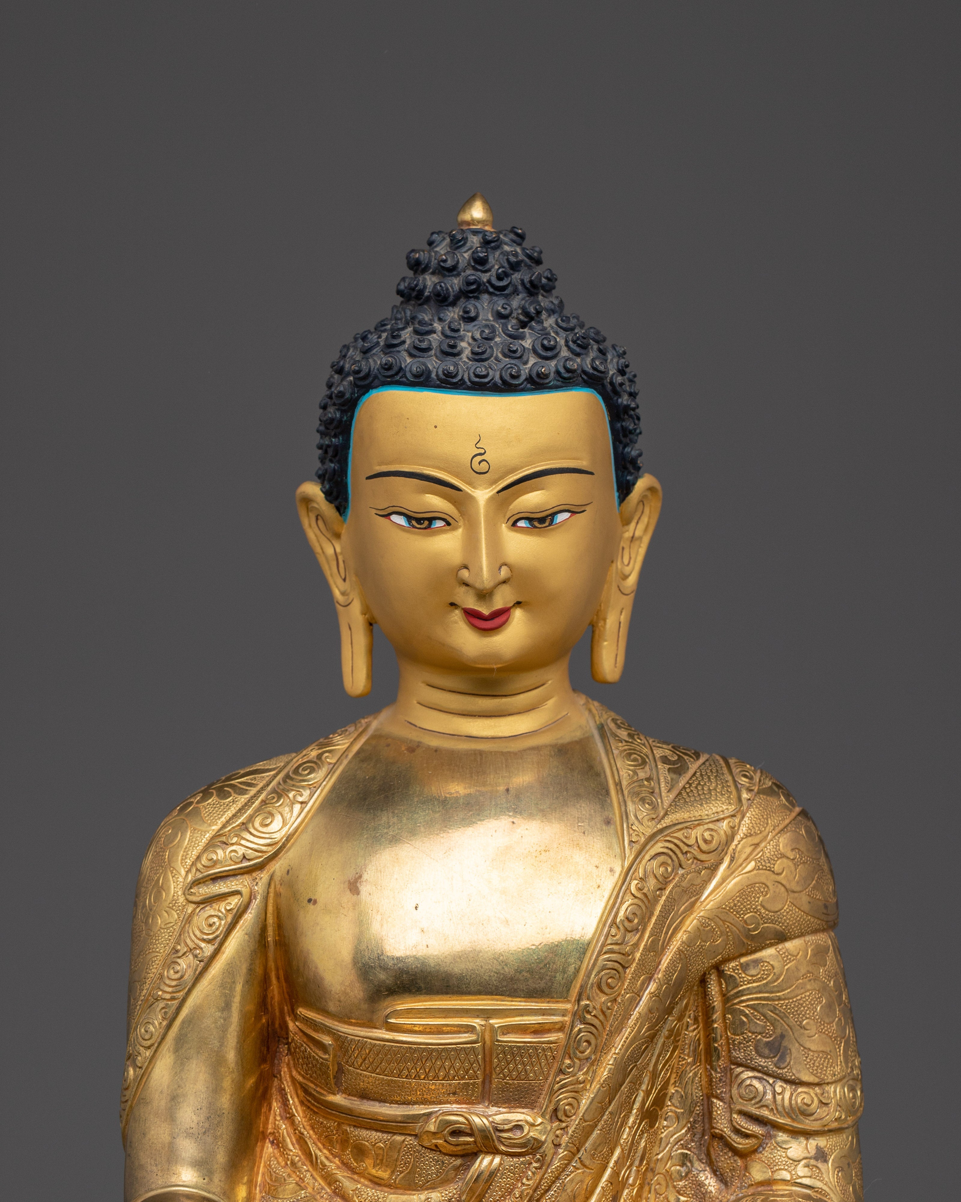 Buddhist Spiritual Icon Shakyamuni Buddha | Golden Handmade Statue