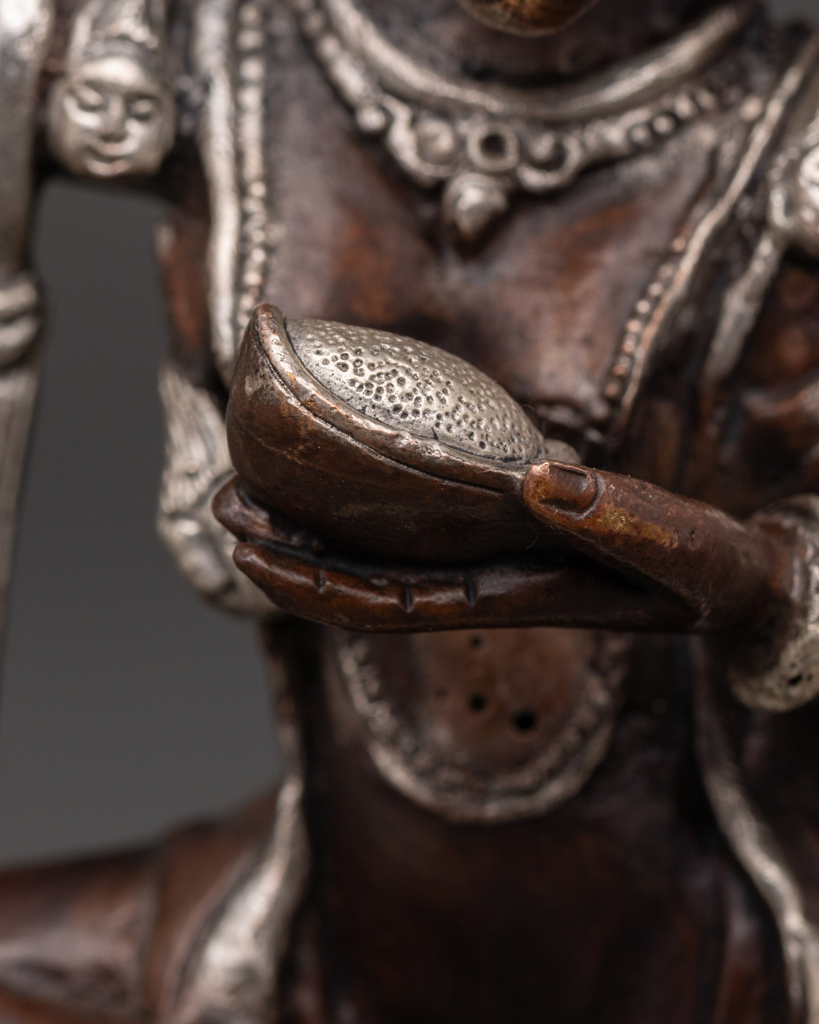 Yogini Simhamukha Statue | Sacred Oxidized Copper & Silver-Plated Sculpture