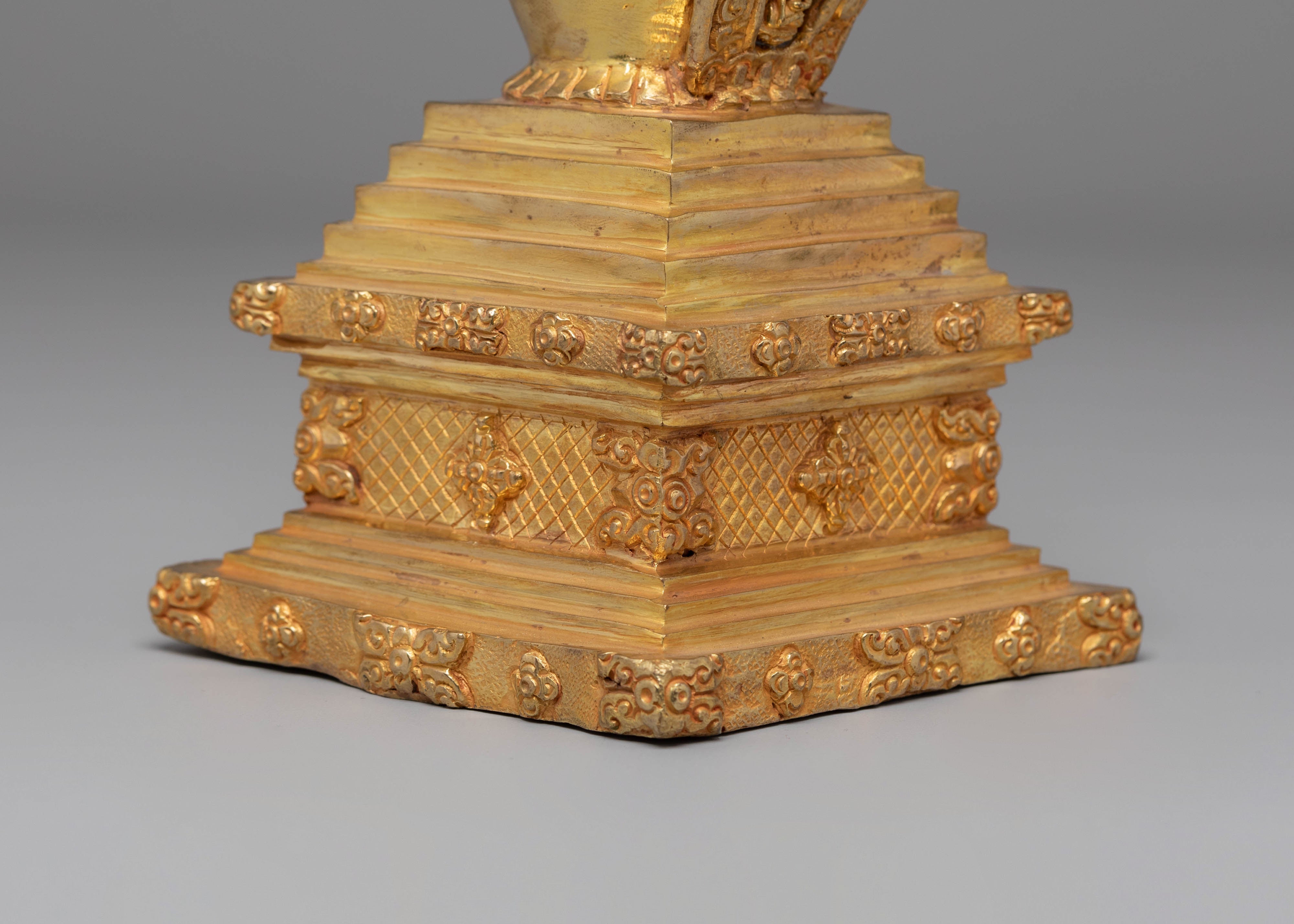 Handcrafted Gold-Plated Stupa Statue | Tibetan Ritual Stupa