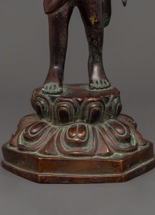 Oxidized Copper Standing Siddhartha Gautam | Symbol of Enlightenment