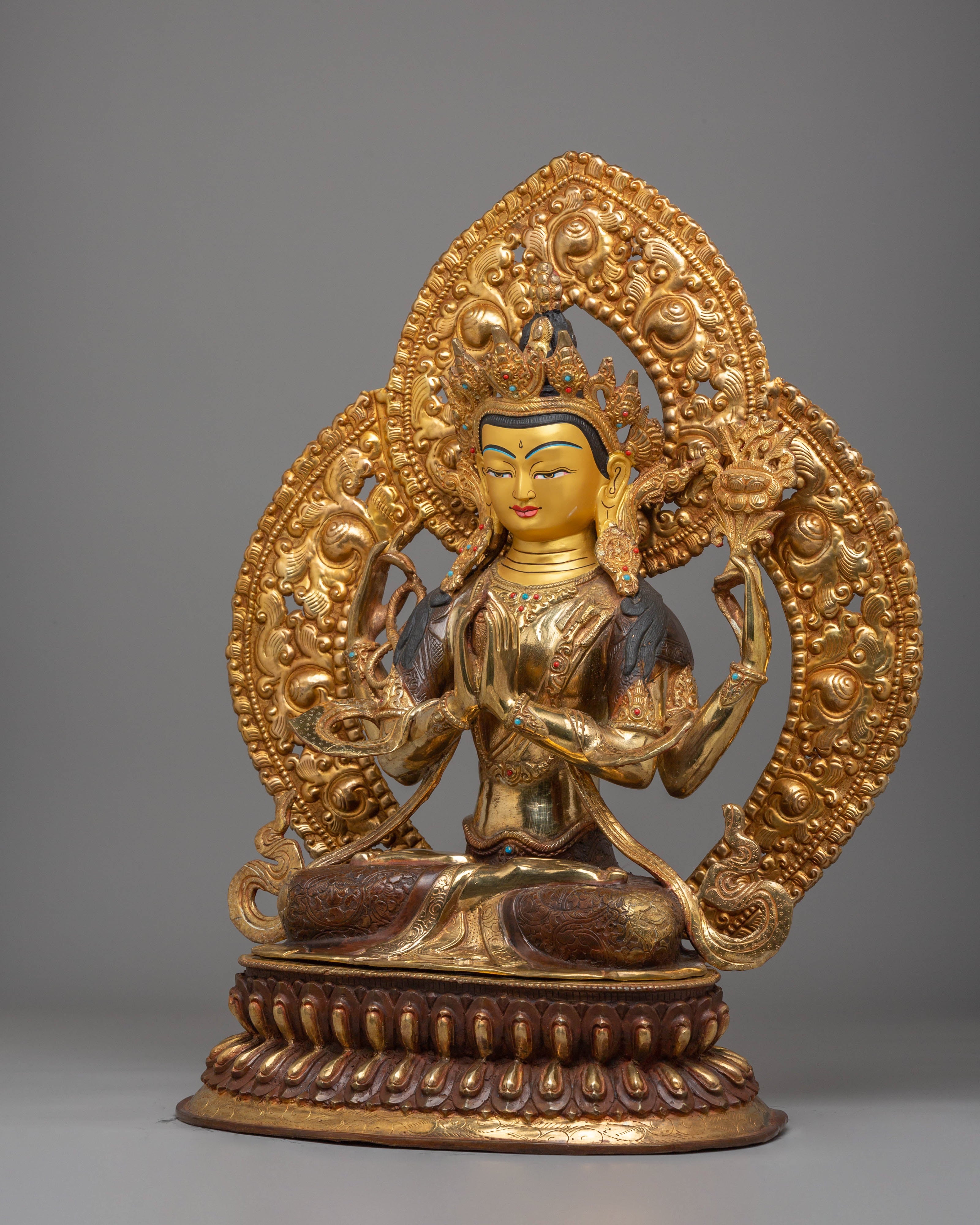 Handmade Golden Chenrezig Statue
