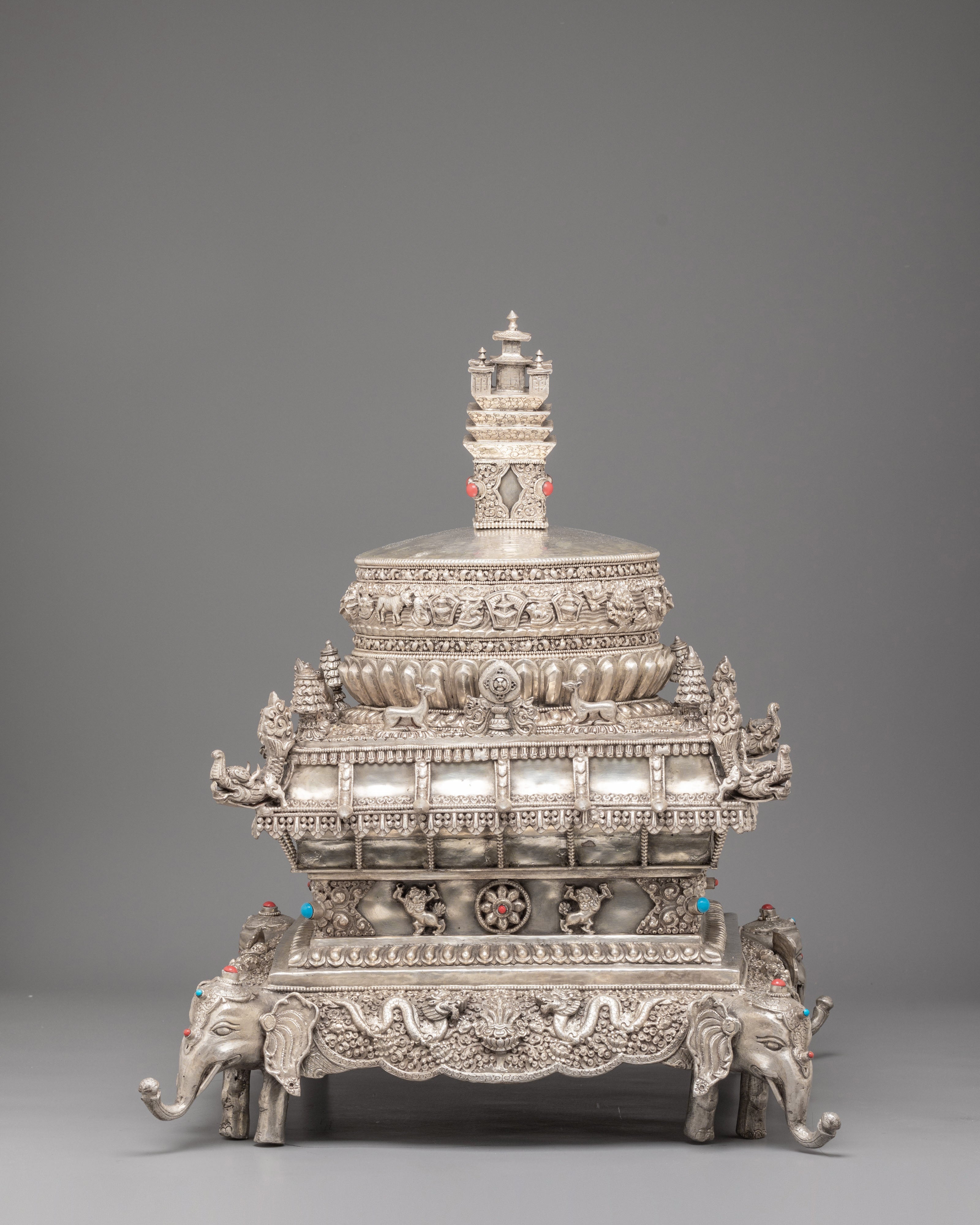 Traditional Tibetan Silver Mandala Set | Sacred Buddhist Offering Set