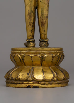Mongolian Antique Lokeshwor Statue | Sacred Avalokiteshvara Bodhisattva for Meditation