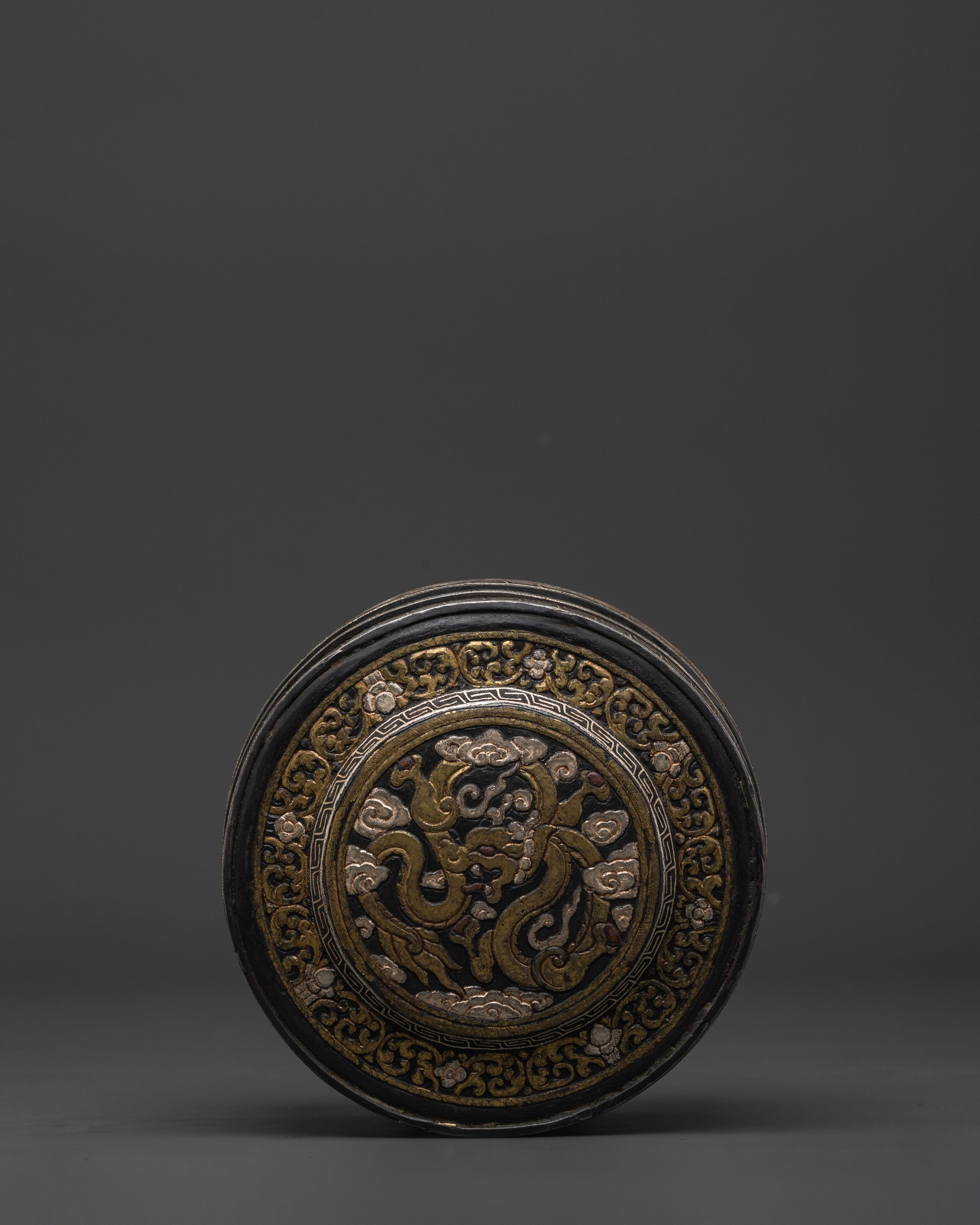 Tibetan Handcrafted Decorative Box | Iron Silver Inlaid Storage Container