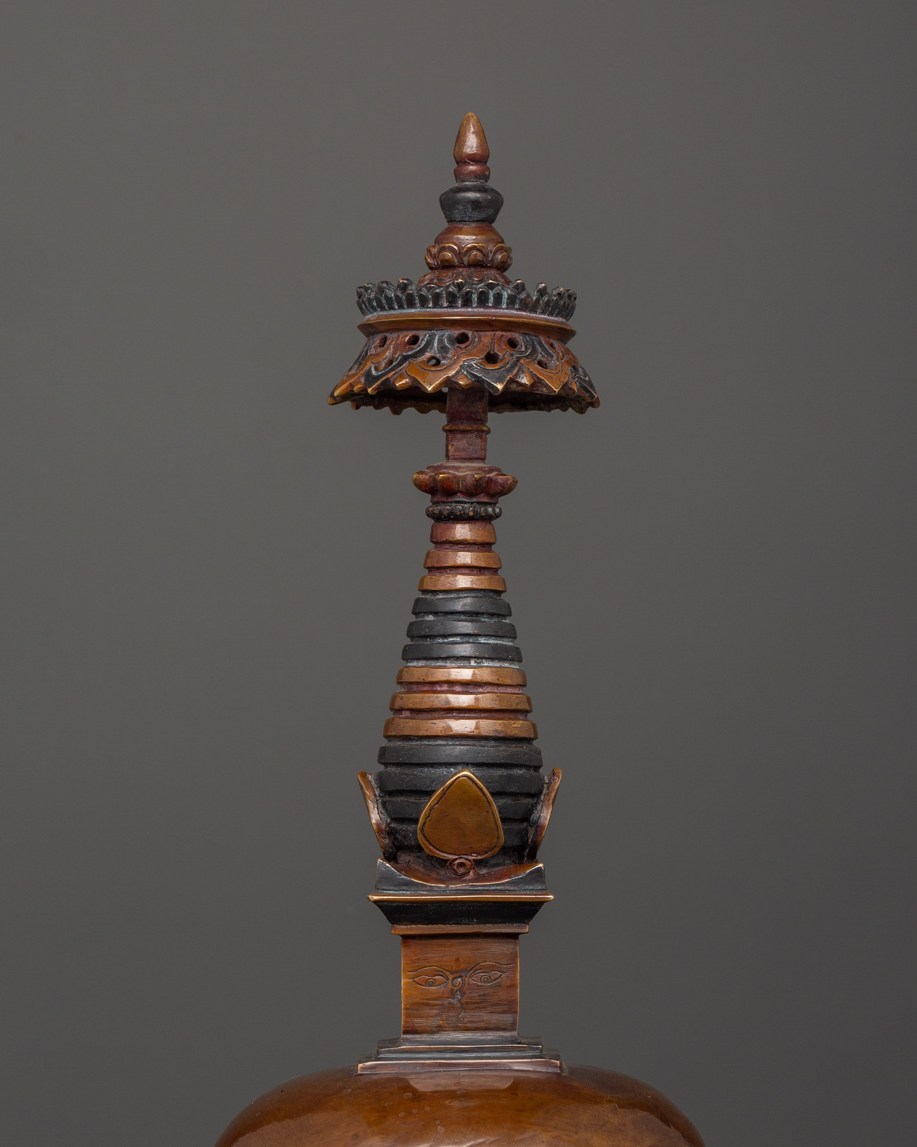 Copper Oxidized Stupa | Sacred Tibetan Shrine of Enlightenment