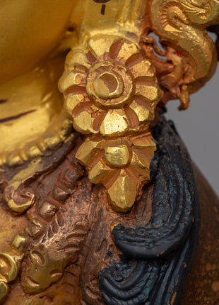 Gold Plated Chenrezig Statue | Avalokiteshvara Copper Buddha