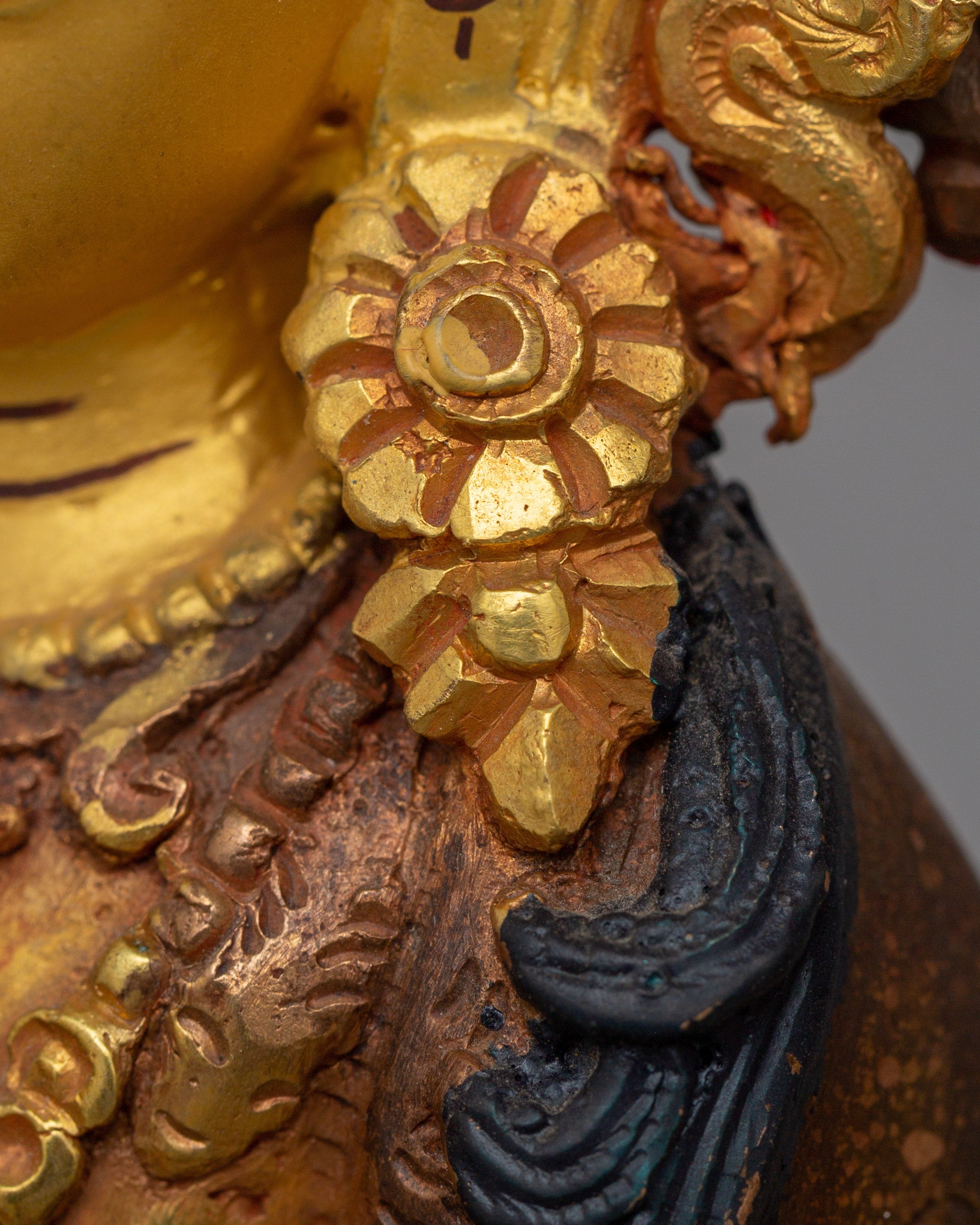 Gold Plated Chenrezig Statue | Avalokiteshvara Copper Buddha