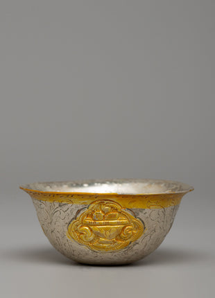 Gold & Silver-Plated Tibetan Offering Bowls | Ritual Bowls for Altar Décor