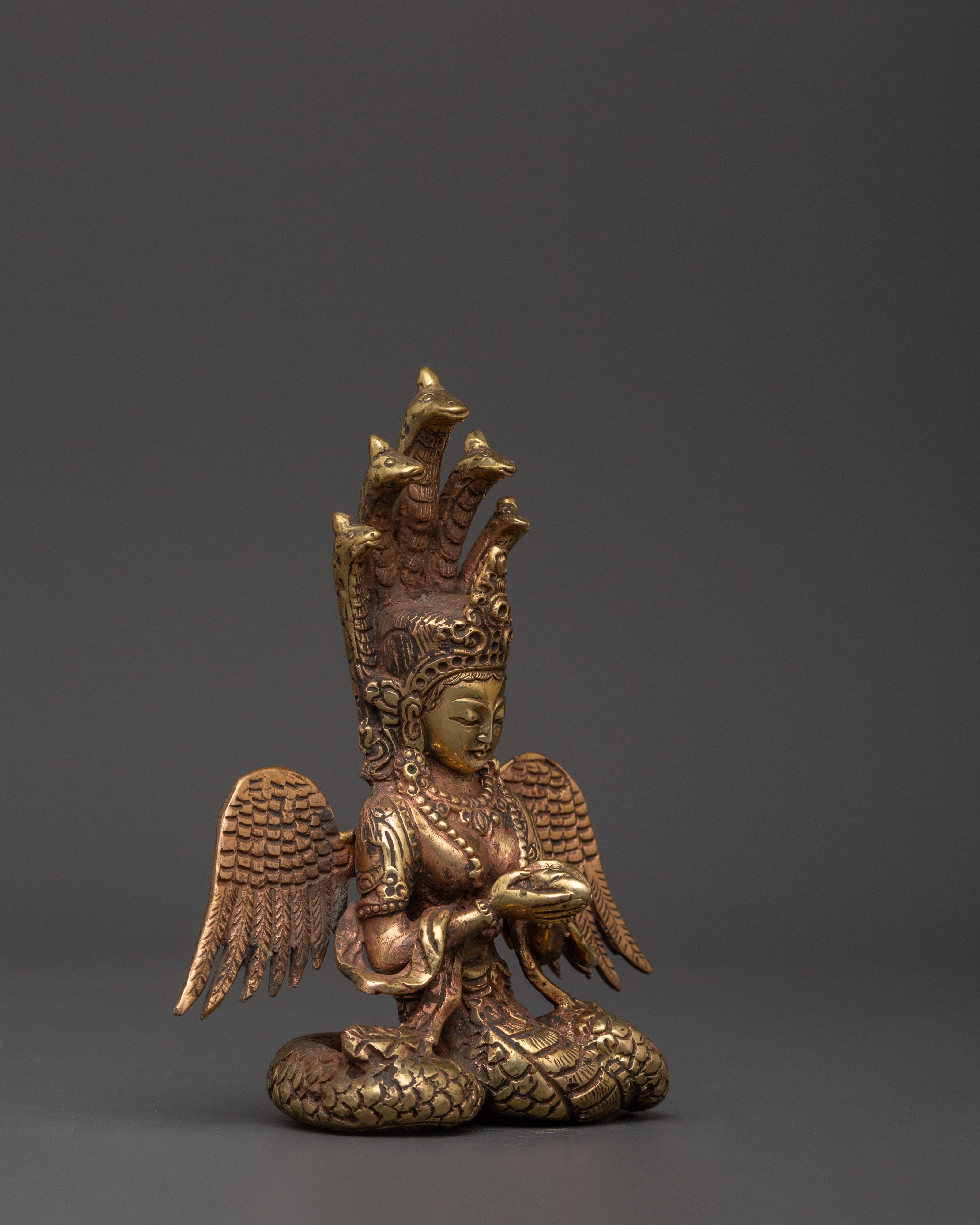 Naagkanya Copper Statue | Handcrafted Snake Goddess Sculpture