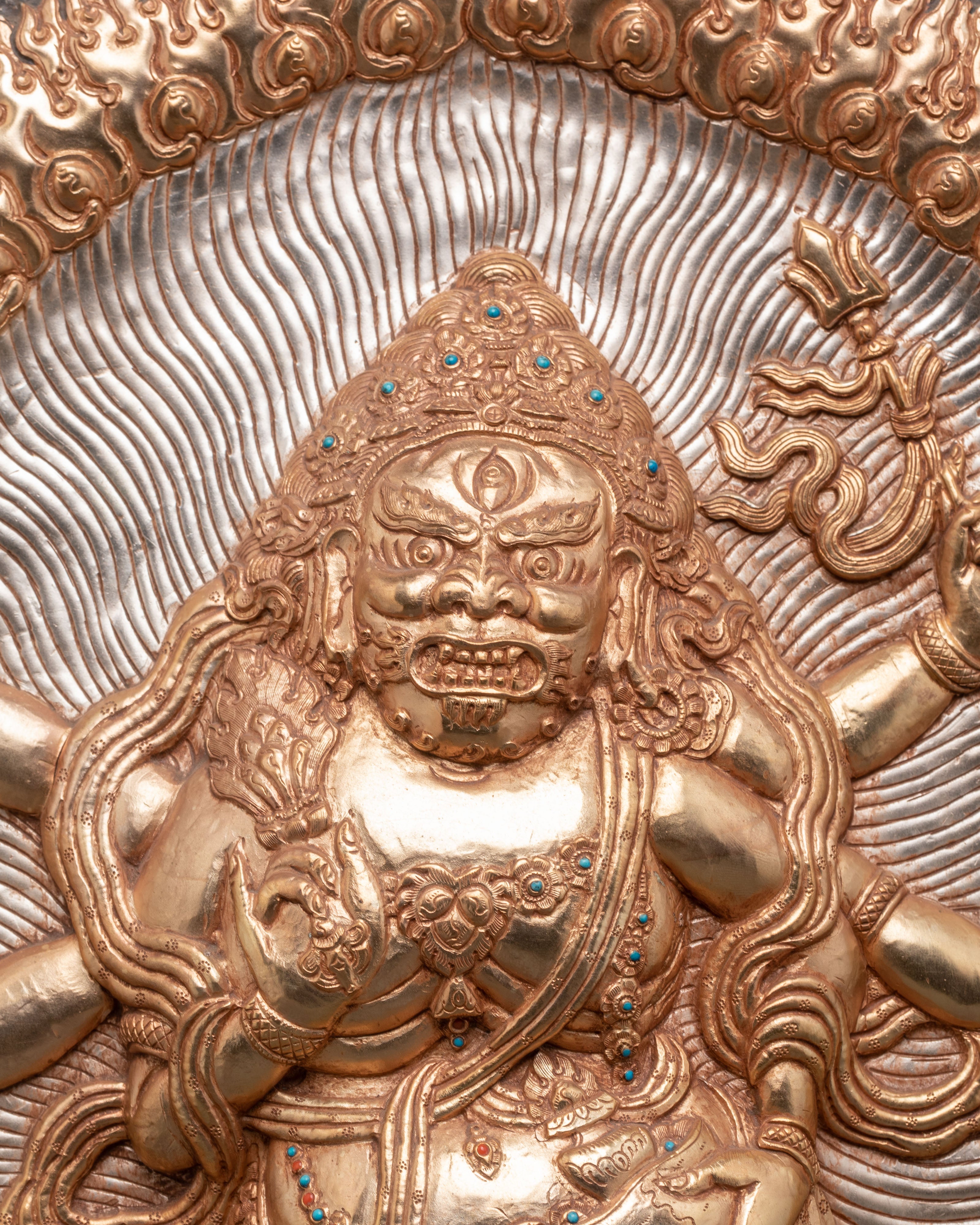 Six Armed Mahakala Wall Hanging | Powerful Protector Deity for Sacred Spaces