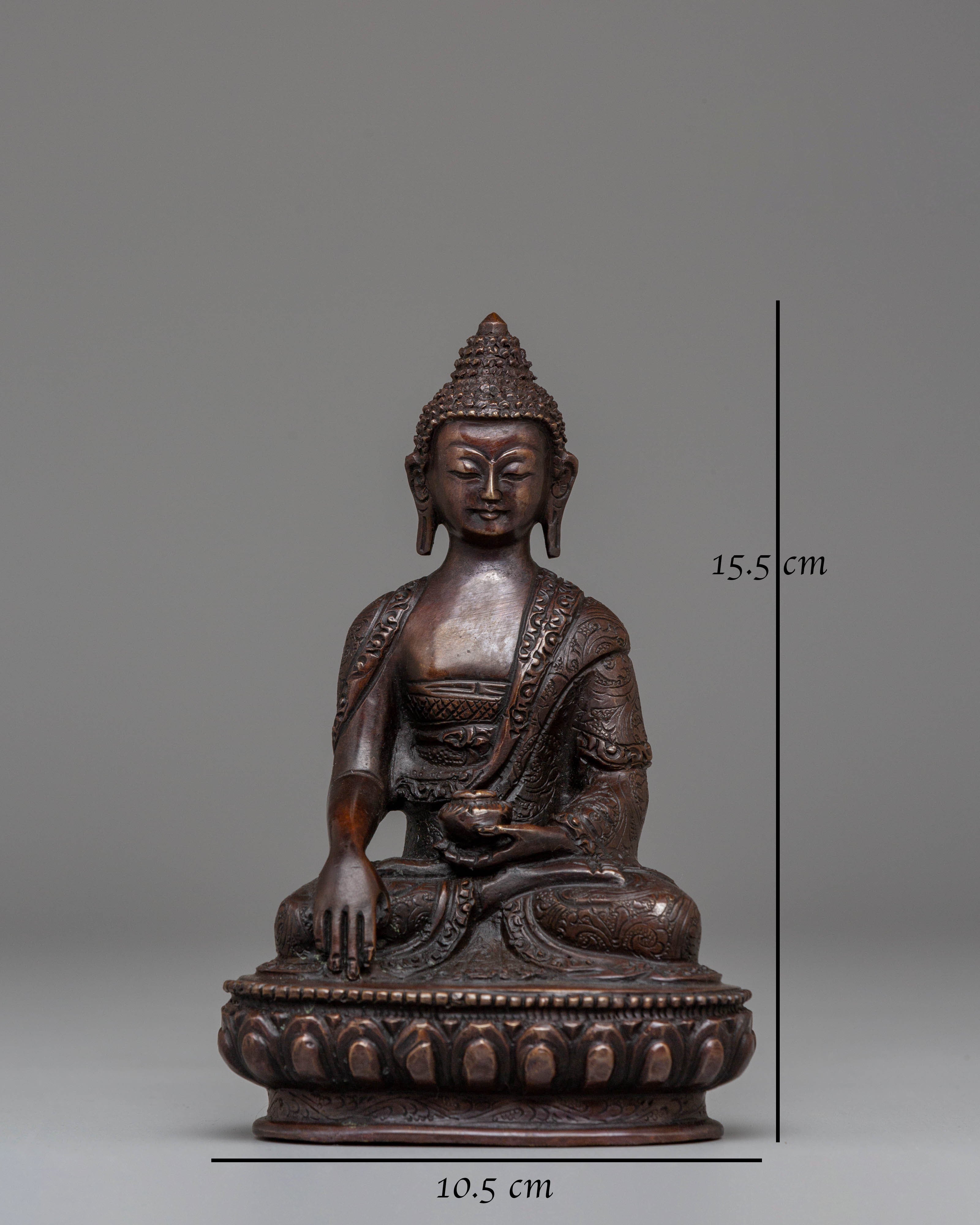 Shakyamuni Buddha Oxidized Tibetan Figurine