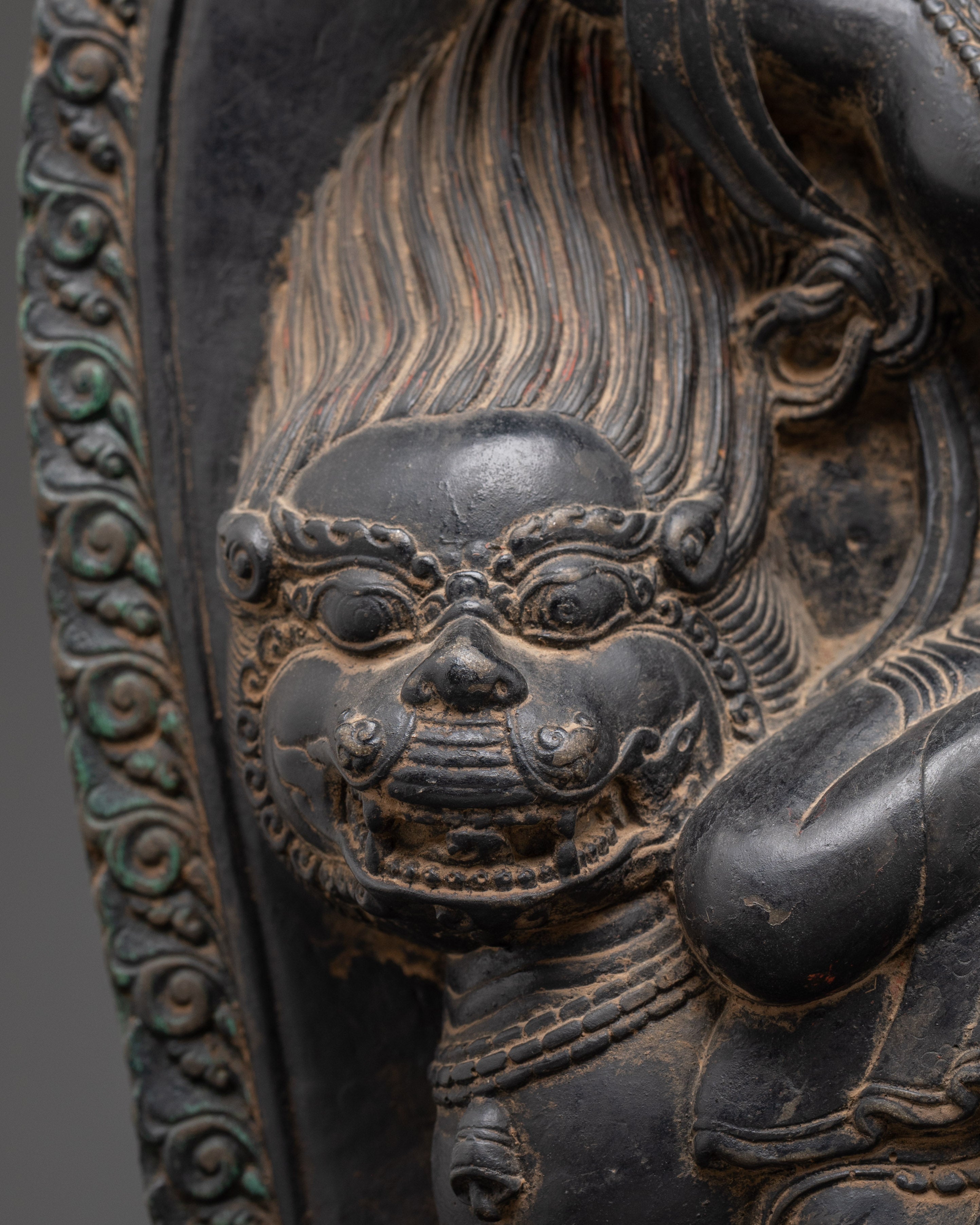 Handmade Statue of Simhanada Manjushri | Fierce Wisdom Deity Powder Stone Sculpture