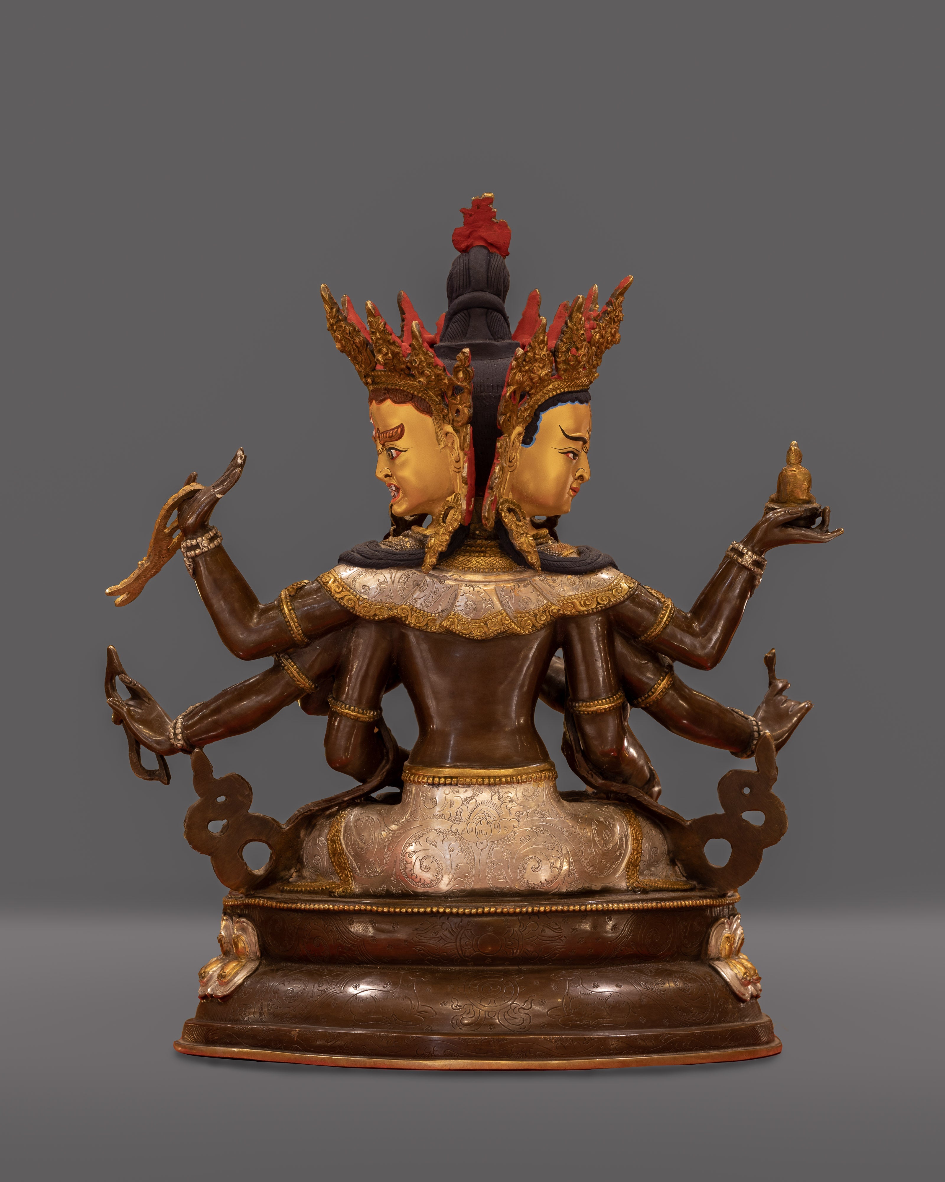 Namgyalma Deity of Longevity Sculpture | 24K Gold Gilded and Oxidized Copper