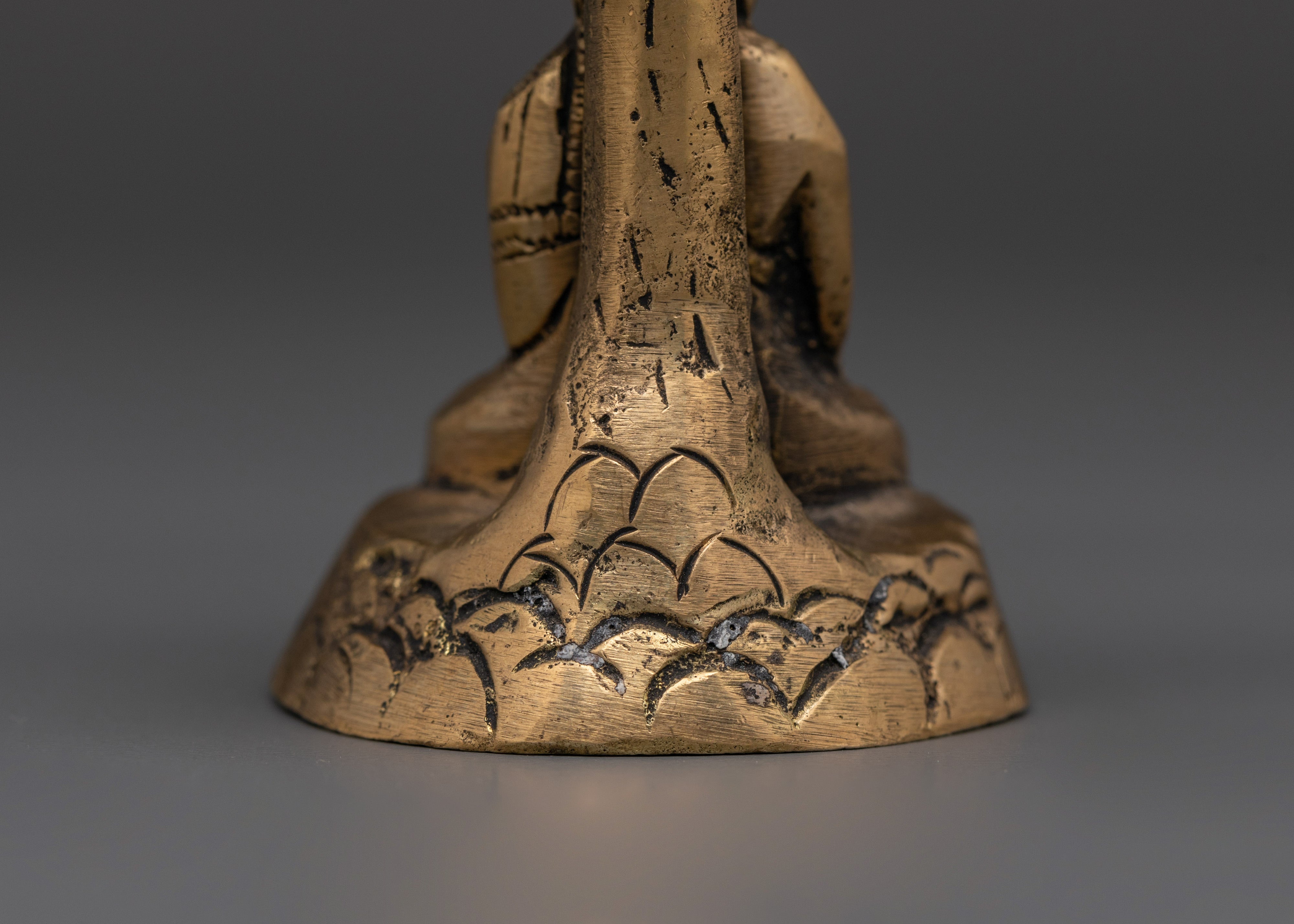 Shakyamuni Buddha Tree Sculpture | Brass Buddhist Meditation Statue