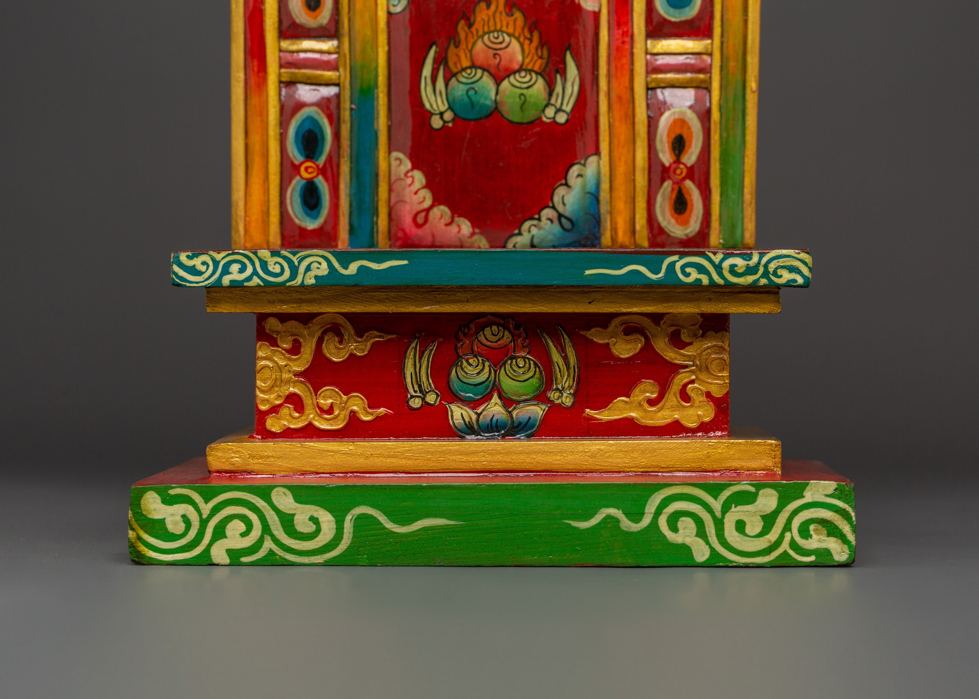 Tibetan Ritual Throne | Handcarved Deity Seat for Buddhist Altar