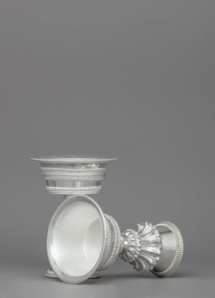 Butter Lamp Buddhist Ritual Set | Silver Carved Religious Item