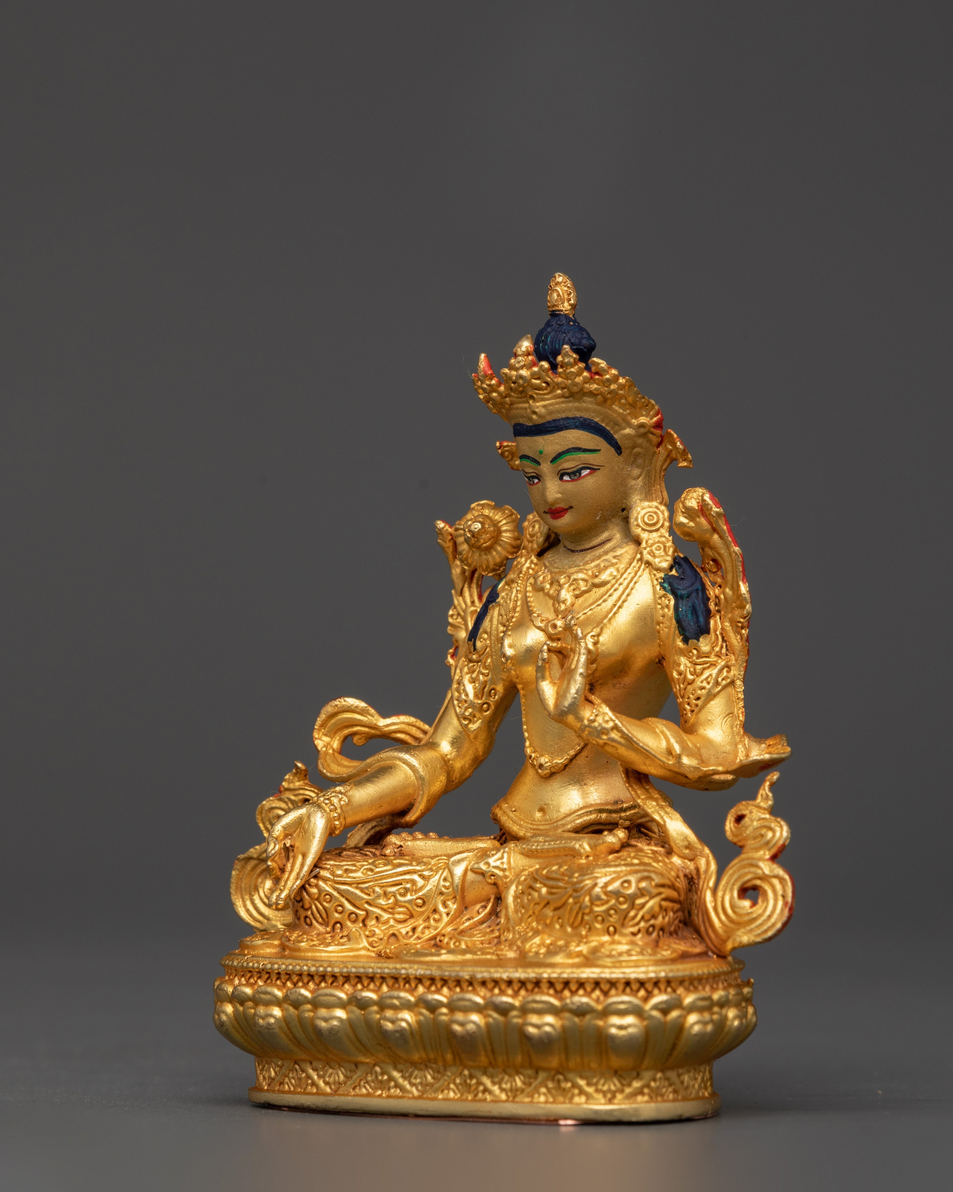 Divine White Tara | Gold-Plated Copper Goddess of Compassion