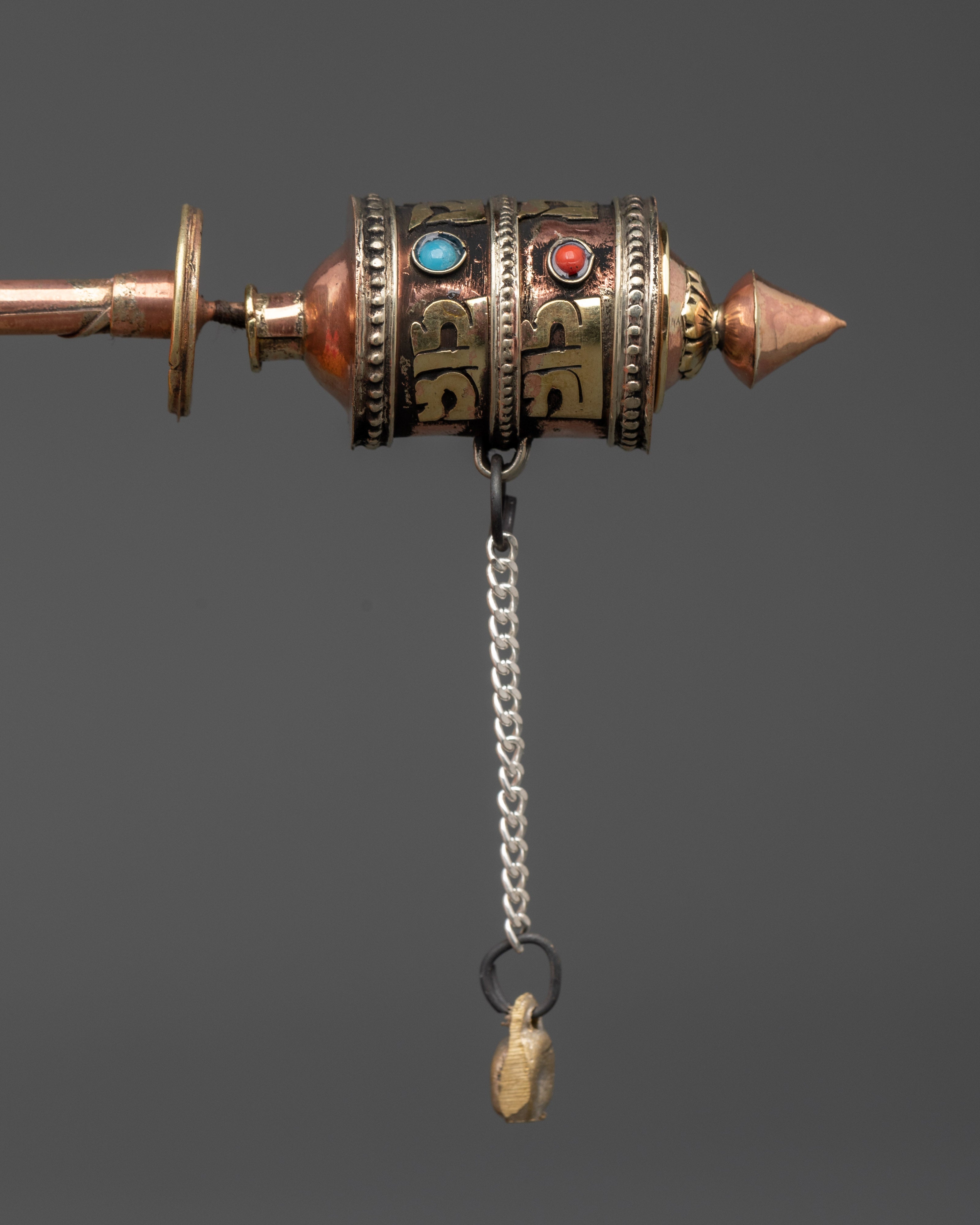 Tibetan Sacred Mantra Engraved Prayer Wheel for Tibetan Ritual and Meditation
