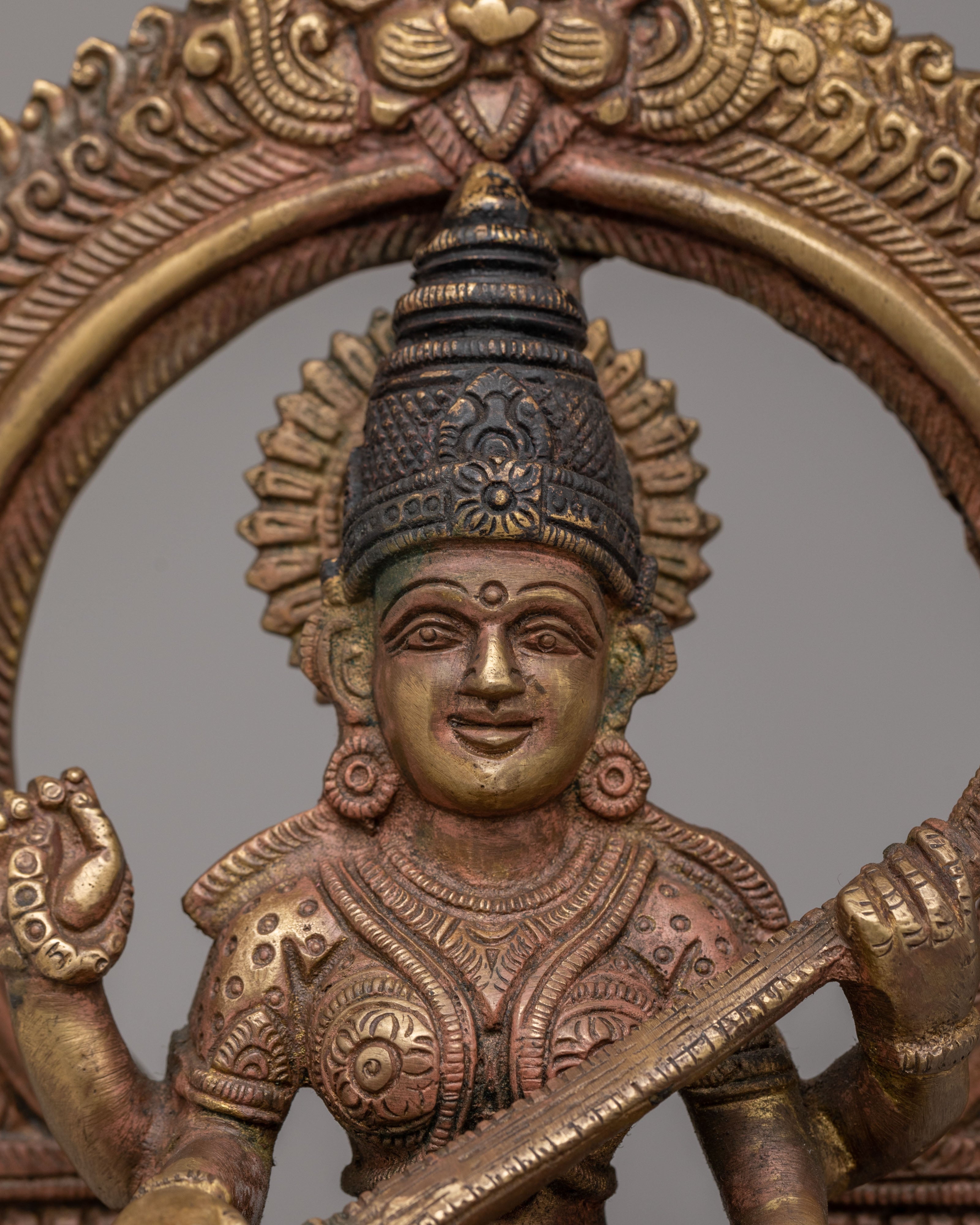 Sacred Divine Saraswati Veena Statue | Symbol of Wisdom and Creativity