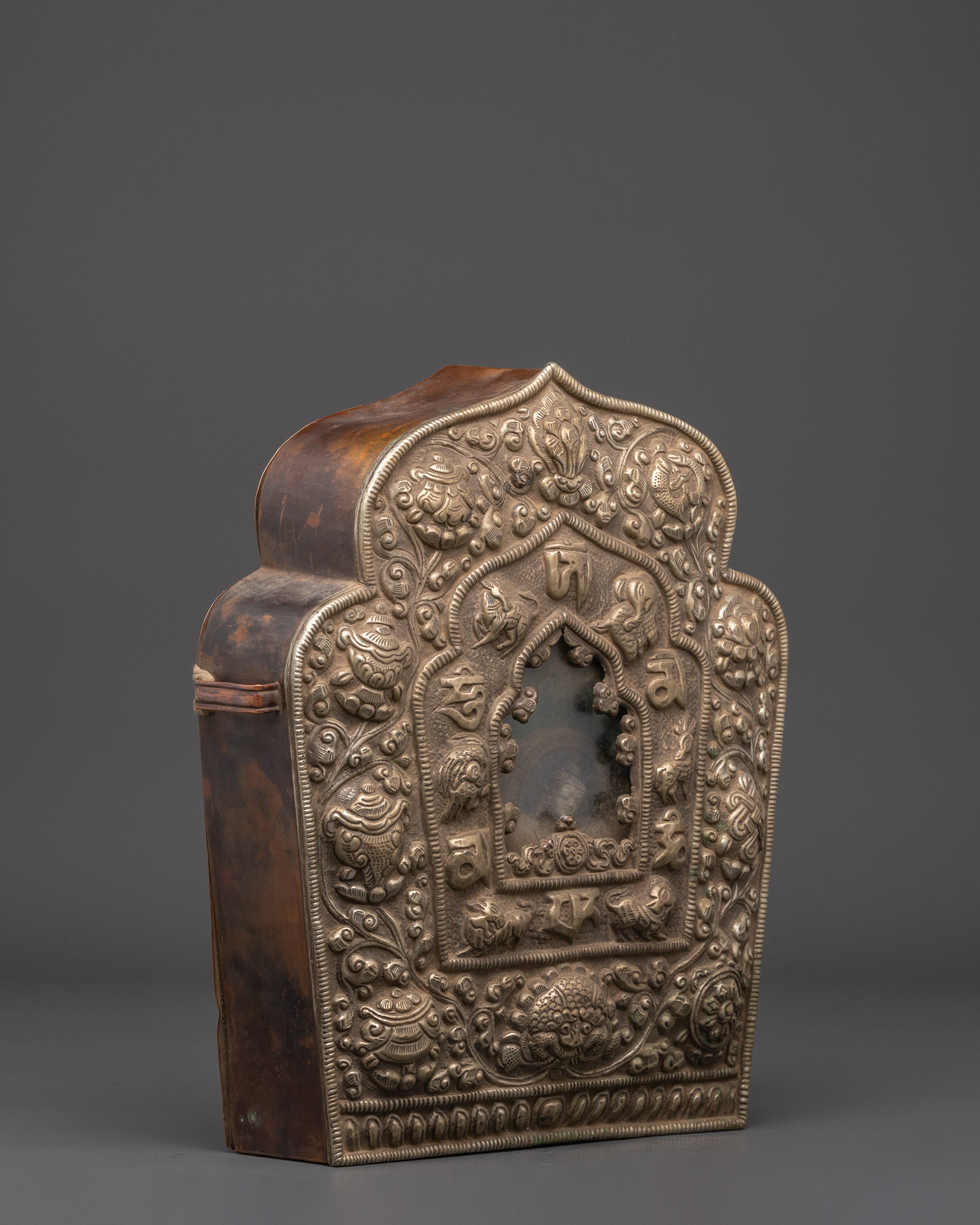 Buddhist Ghau Box with Symbols | Handcrafted Tibetan Shrine Box