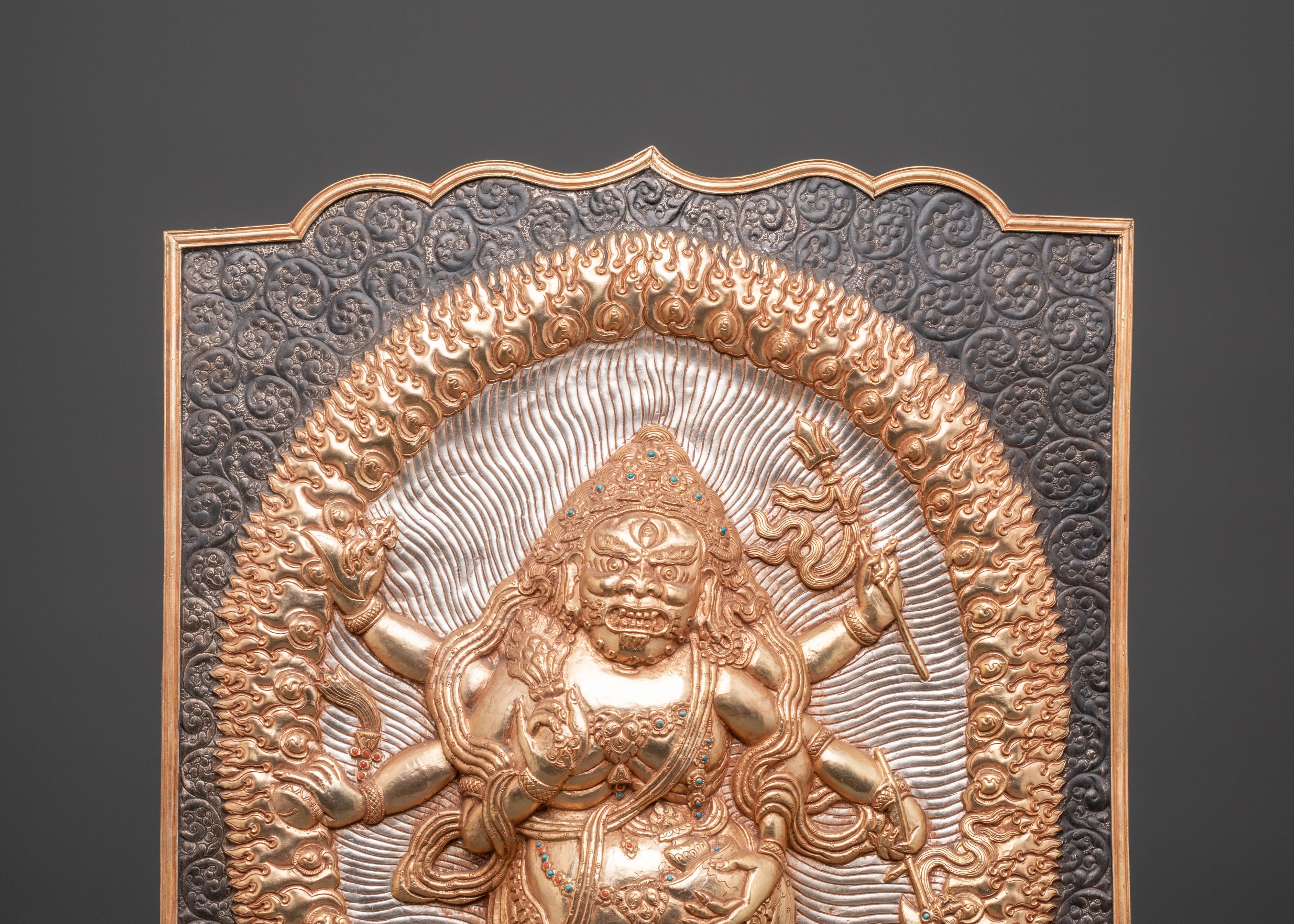Six Armed Mahakala Wall Hanging | Powerful Protector Deity for Sacred Spaces