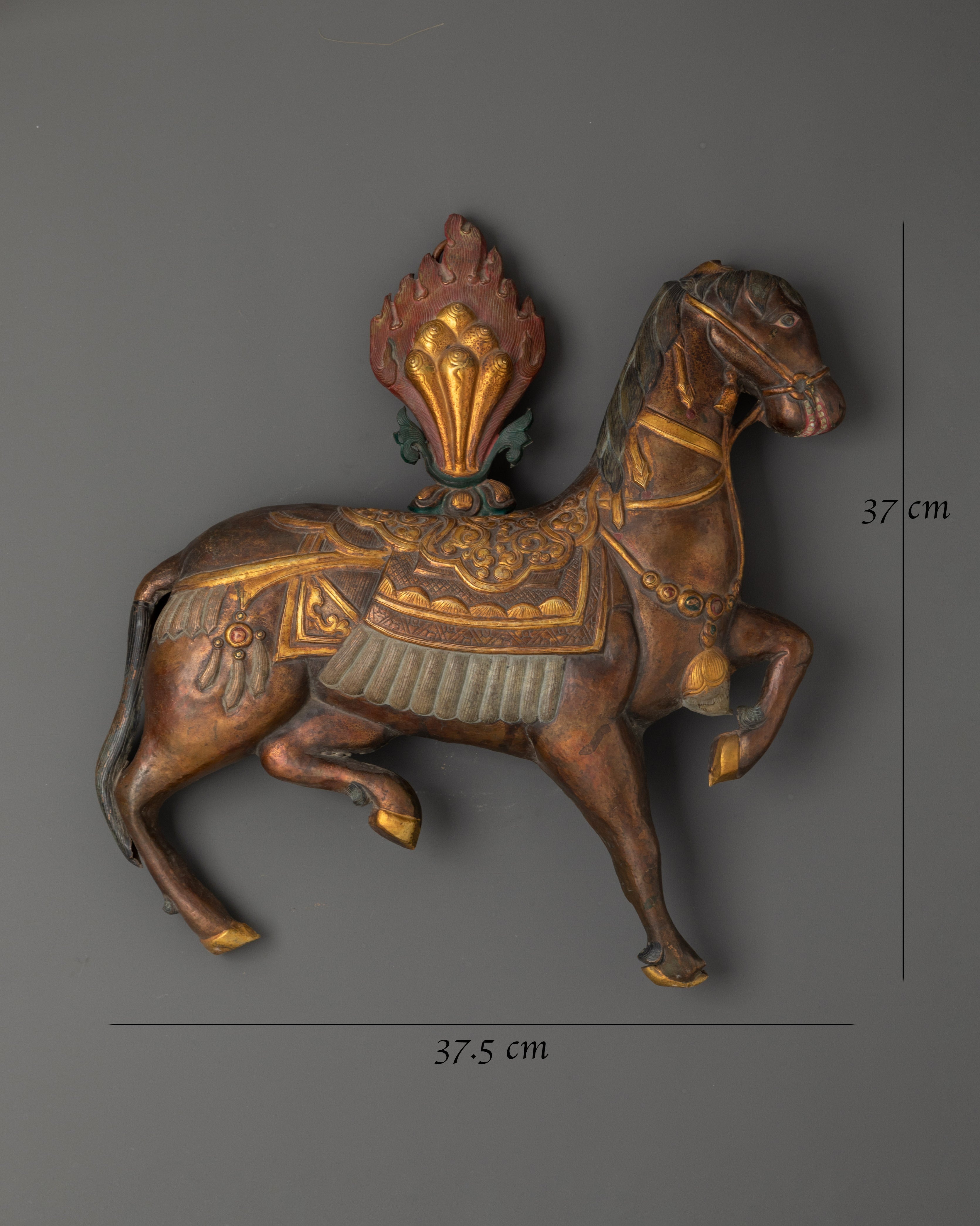 Horse Wall Hanging | Oxidized Copper Gold-Plated Metal Art